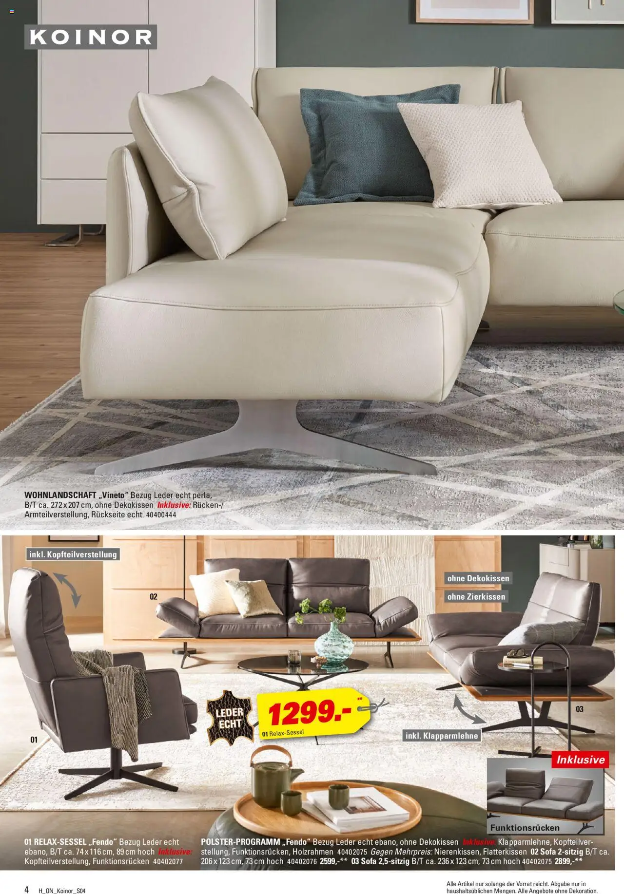 Höffner - Koinor - gültig ab dem 13.08.2025 | Seite: 4 | Produkte: Wohnlandschaft, Relaxsessel, Sofa