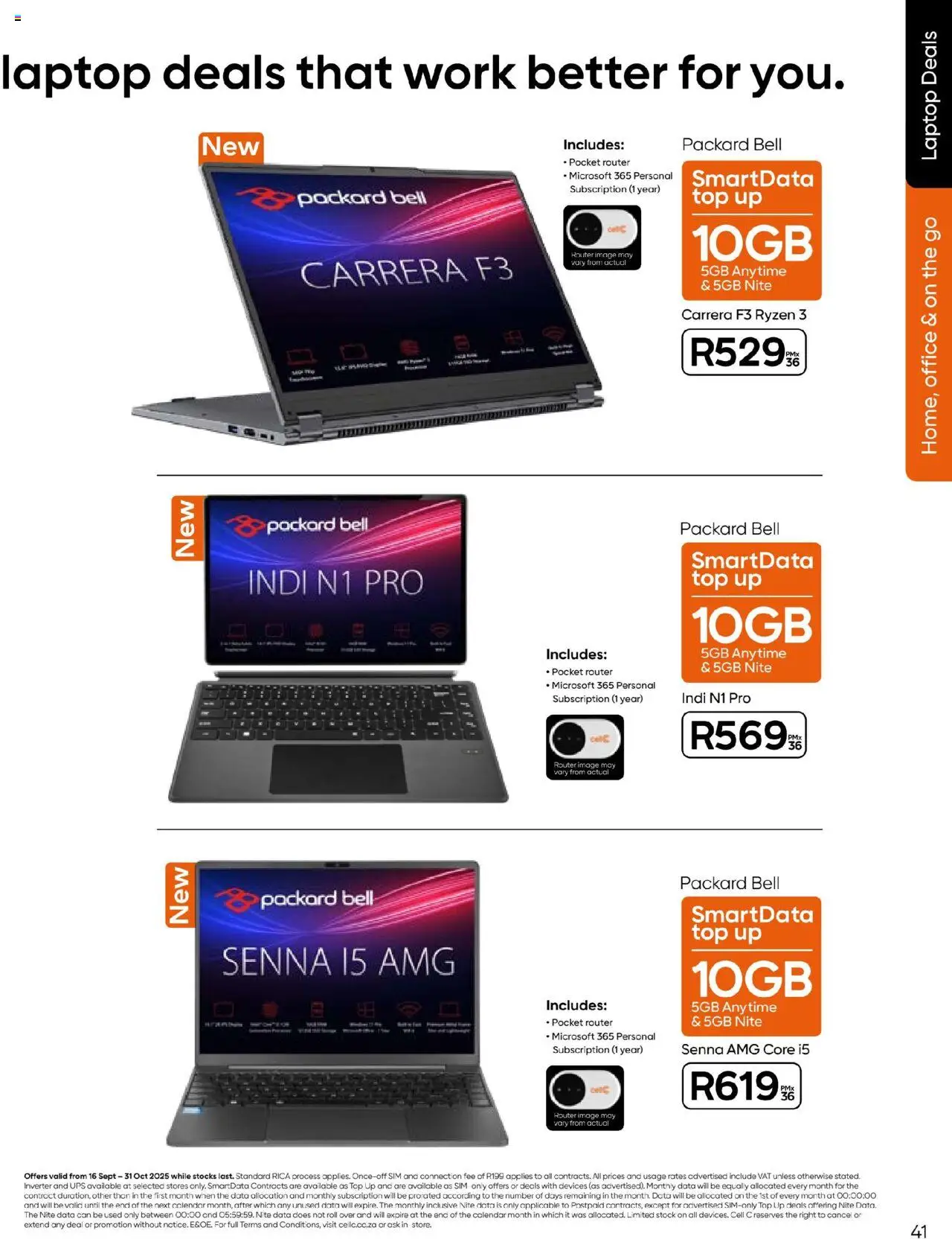 New Cell C catalogue – valid from 16.09.2025 | Page: 41 | Products: Data, Router, Laptop, Stock