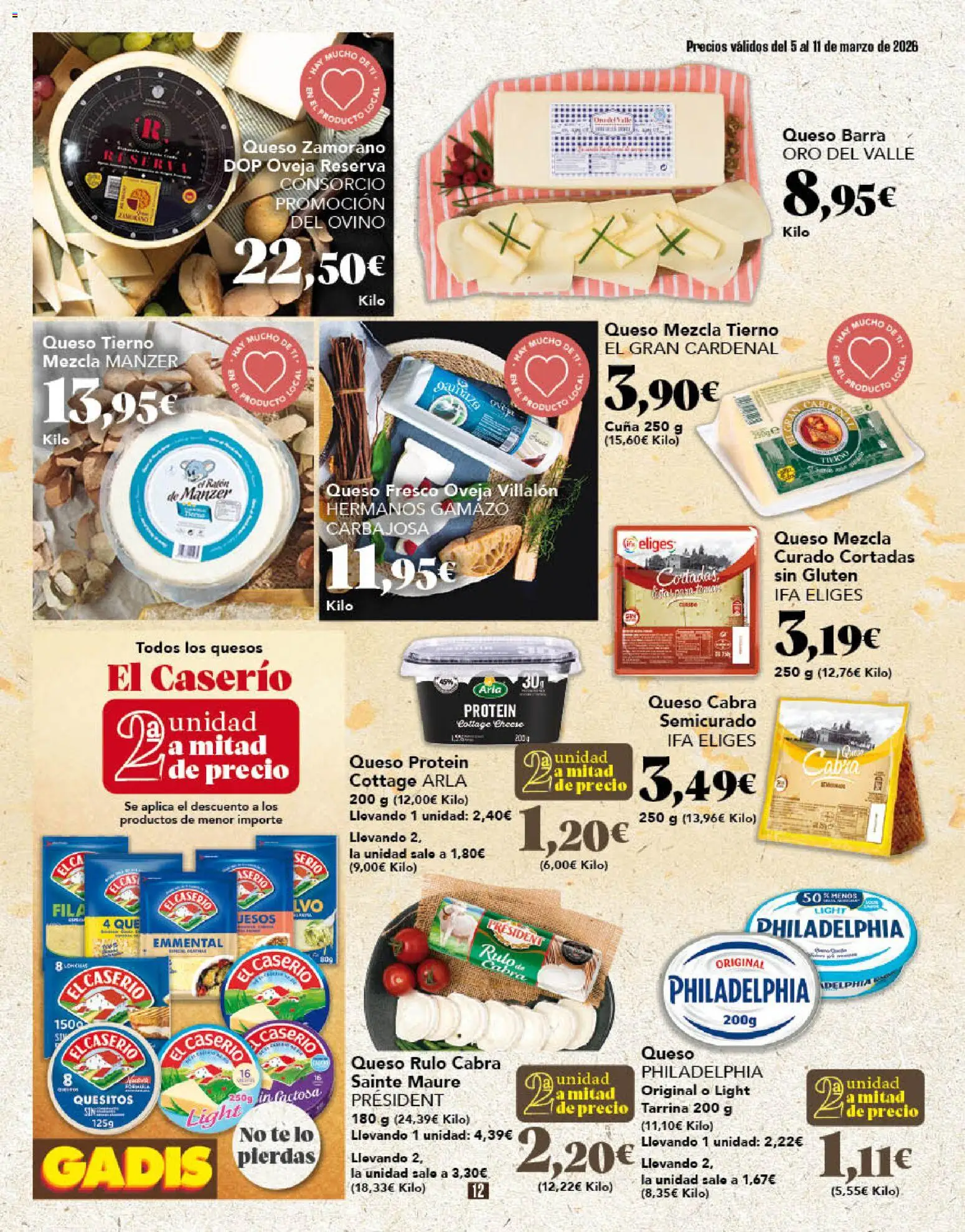 Gadis folleto │ válido desde el 05.03.2026 | Página: 12 | Productos: Queso, Queso fresco, Té, Cuna