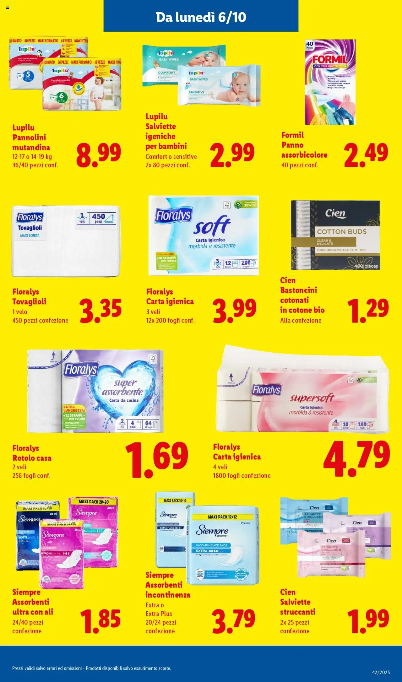 Volantino Lidl del 06.10.2025 | Pagina: 19 | Prodotti: Struccante, Pannolini, Carta igienica, Salviette struccanti