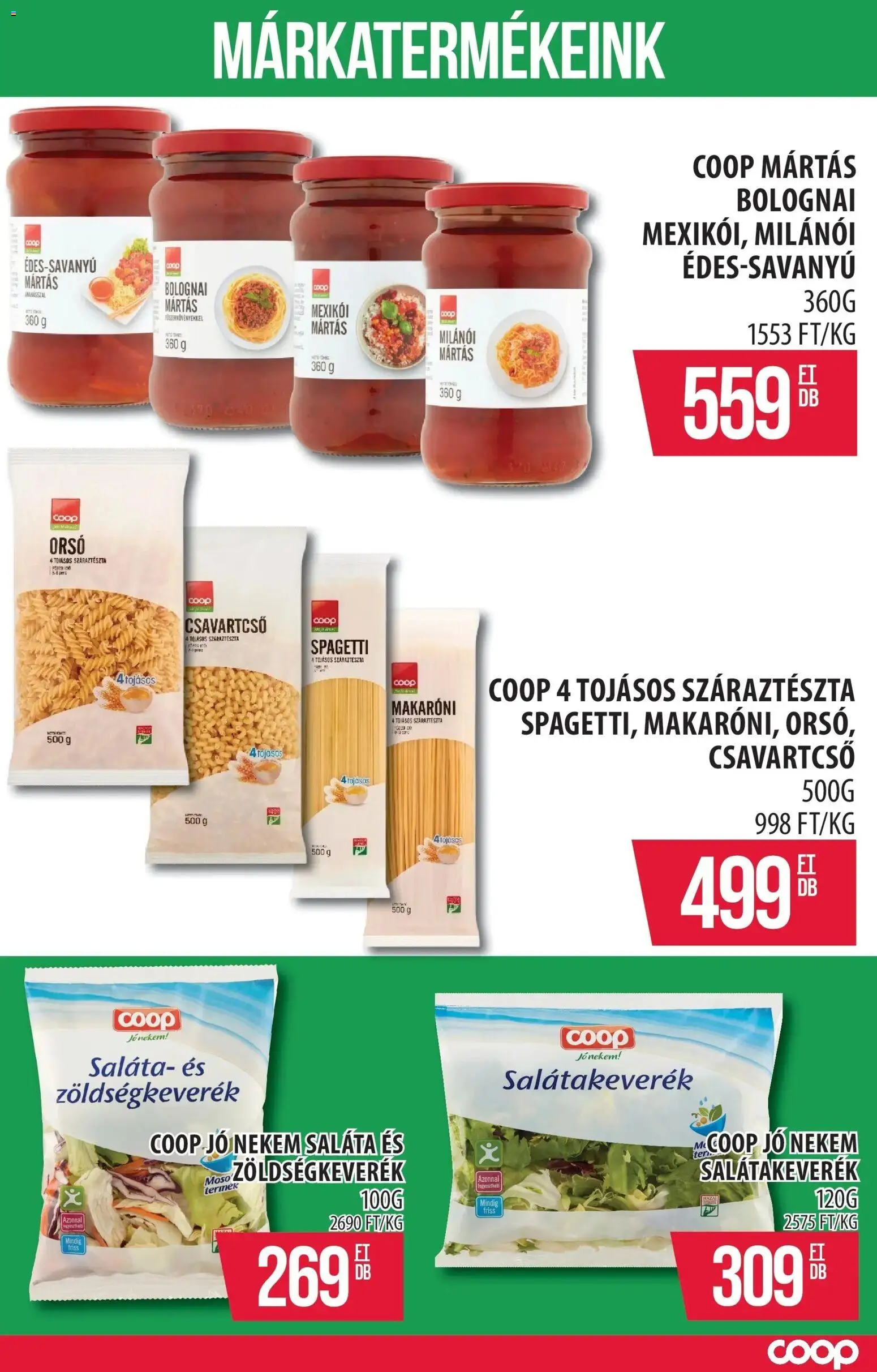 COOP Szolnok akciós ujság - amely érvényes a következő dátumtól: 08.01.2026 | Oldal: 3 | Termékek: Spagetti, Zöldségkeverék, Száraztészta, Saláta