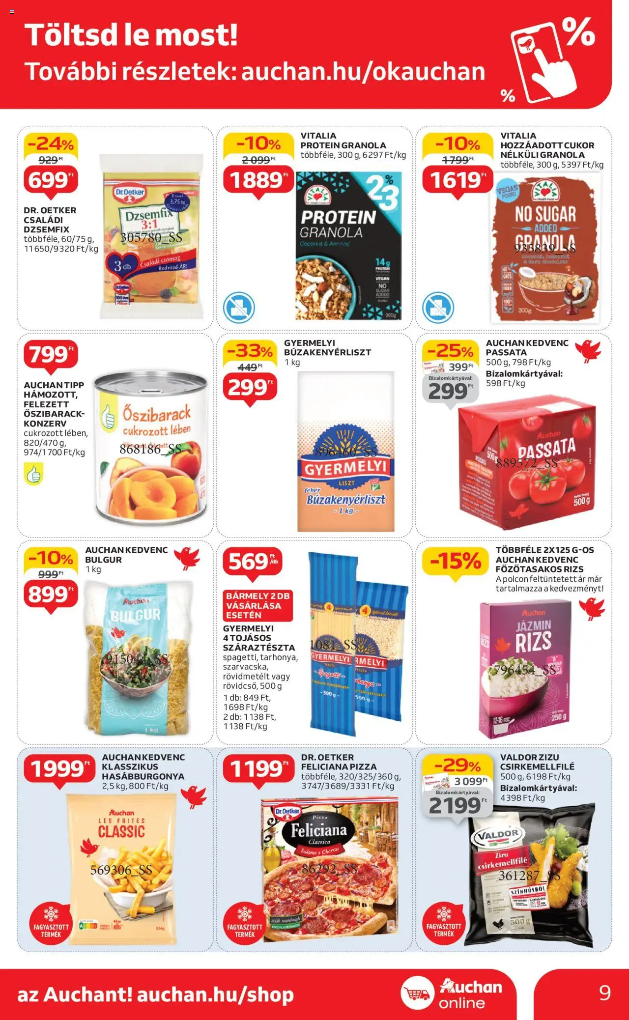 Auchan akciós ujság - amely érvényes a következő dátumtól: 05.06.2025 | Oldal: 9 | Termékek: Őszibarack, Chorizo, Rizs, Száraztészta