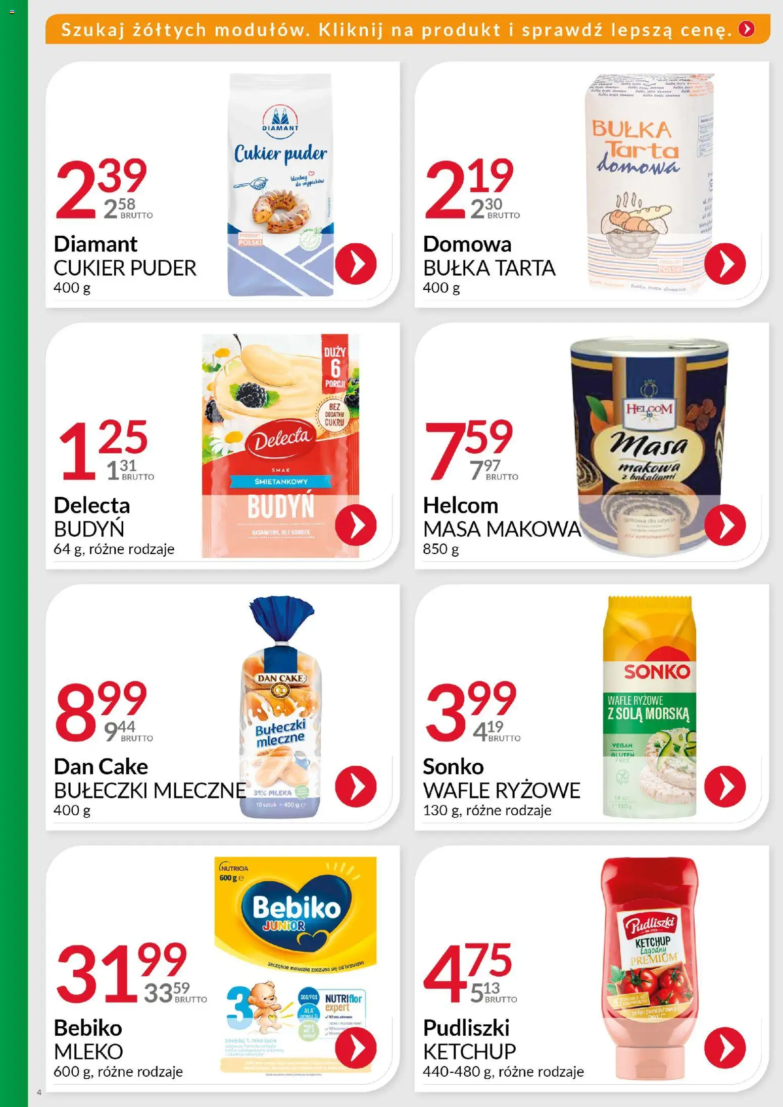 Eurocash Gazetka - Ofensywa Cenowa Spożywcza od 16.11.2025 | Strona: 4 | Produkty: Wafle, Bułka tarta, Bułka, Cukier