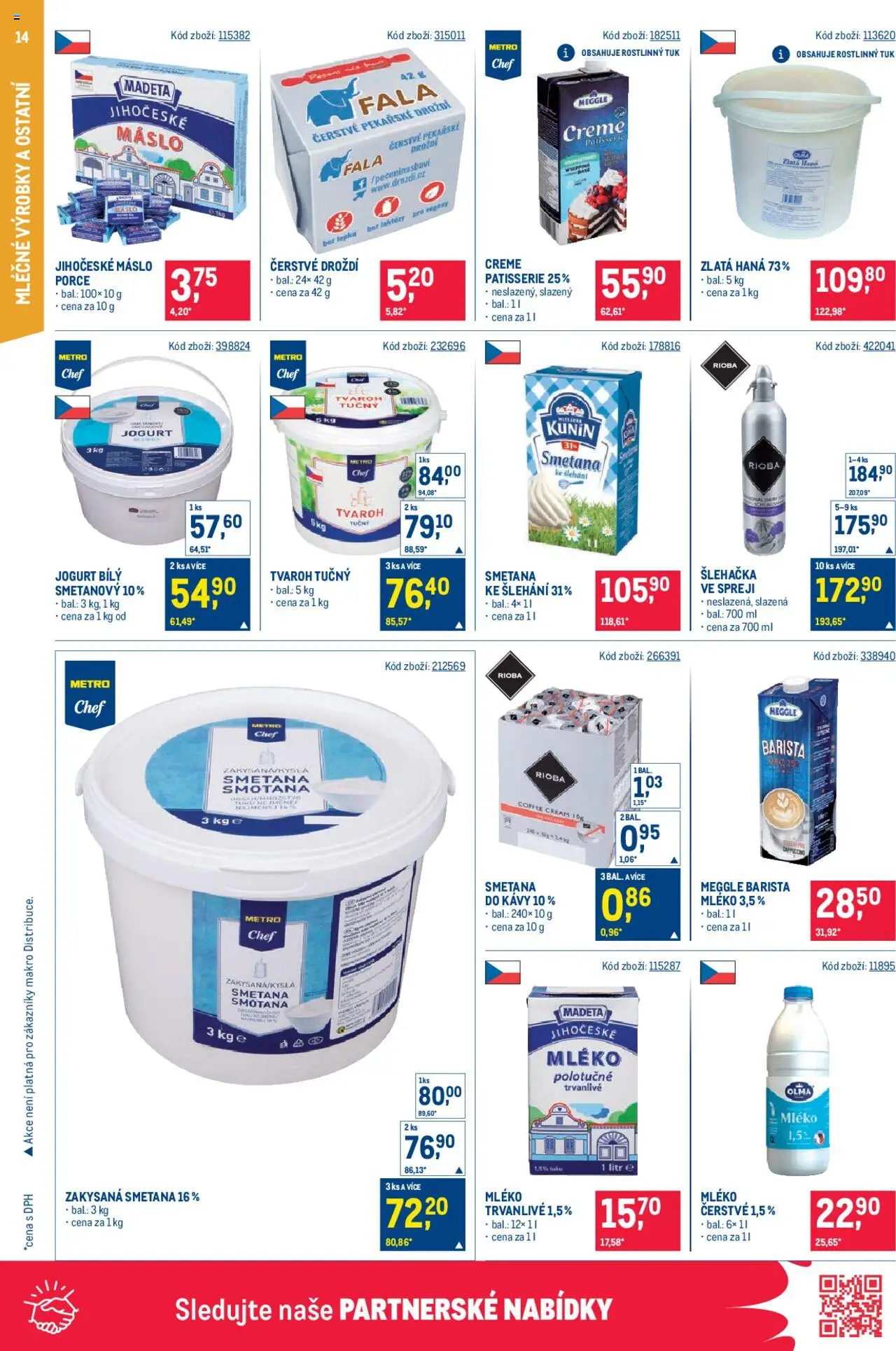 Makro leták - Gastronomie od 27.08.2025 | Strana: 14 | Produkty: Jogurt, Smetana, Tvaroh tučný, Droždí