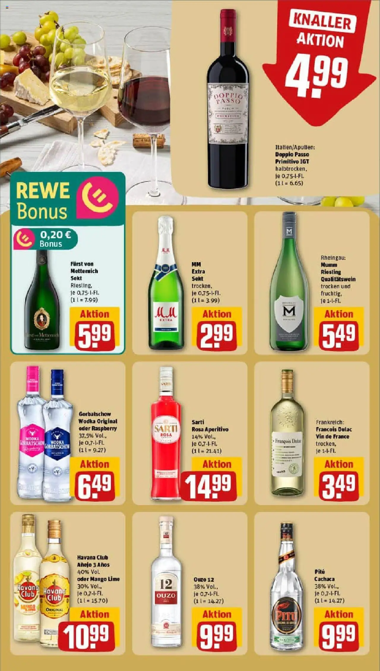 Rewe prospekt Karben	 - gültig ab dem 24.08.2025 | Seite: 21 | Produkte: Furst von metternich, Doppio passo primitivo, Wodka gorbatschow, Vodka