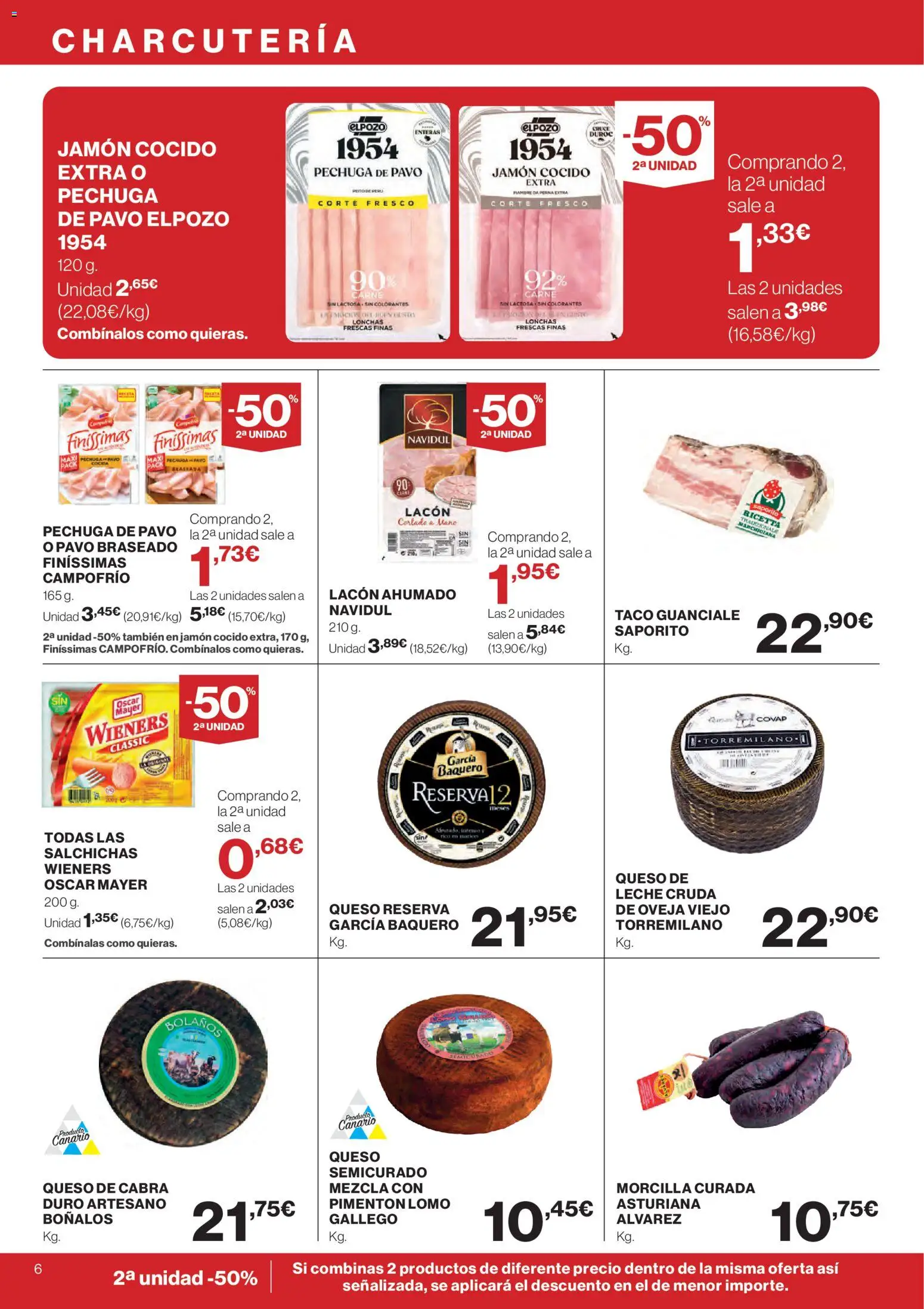 Supercor Canarias │ válido desde el 09.04.2026 | Página: 6 | Productos: Leche, Queso, Jamón, Jamón cocido