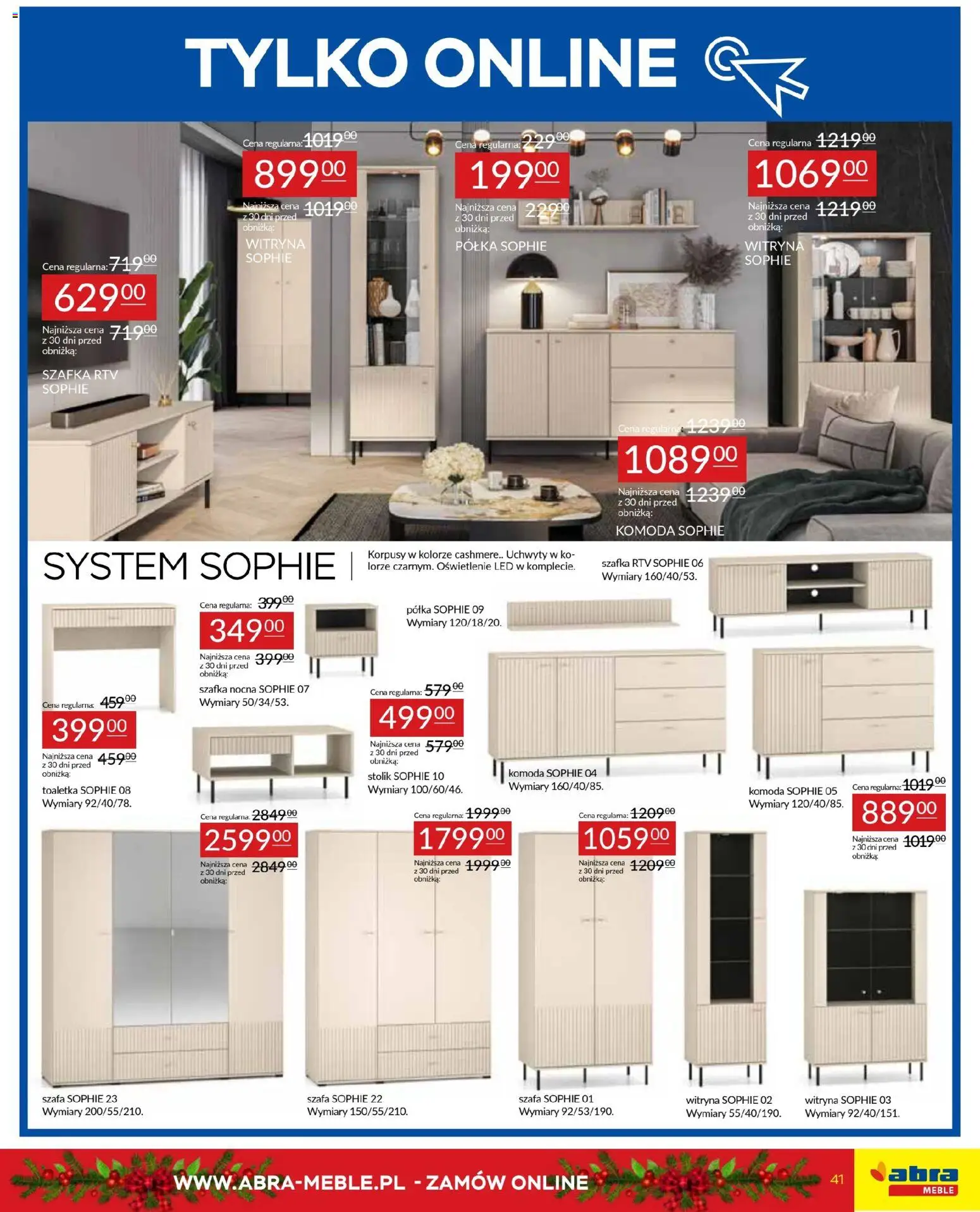 Abra meble Gazetka od 03.12.2025 | Strona: 41 | Produkty: Szafa, Półka, Witryna, Szafka nocna