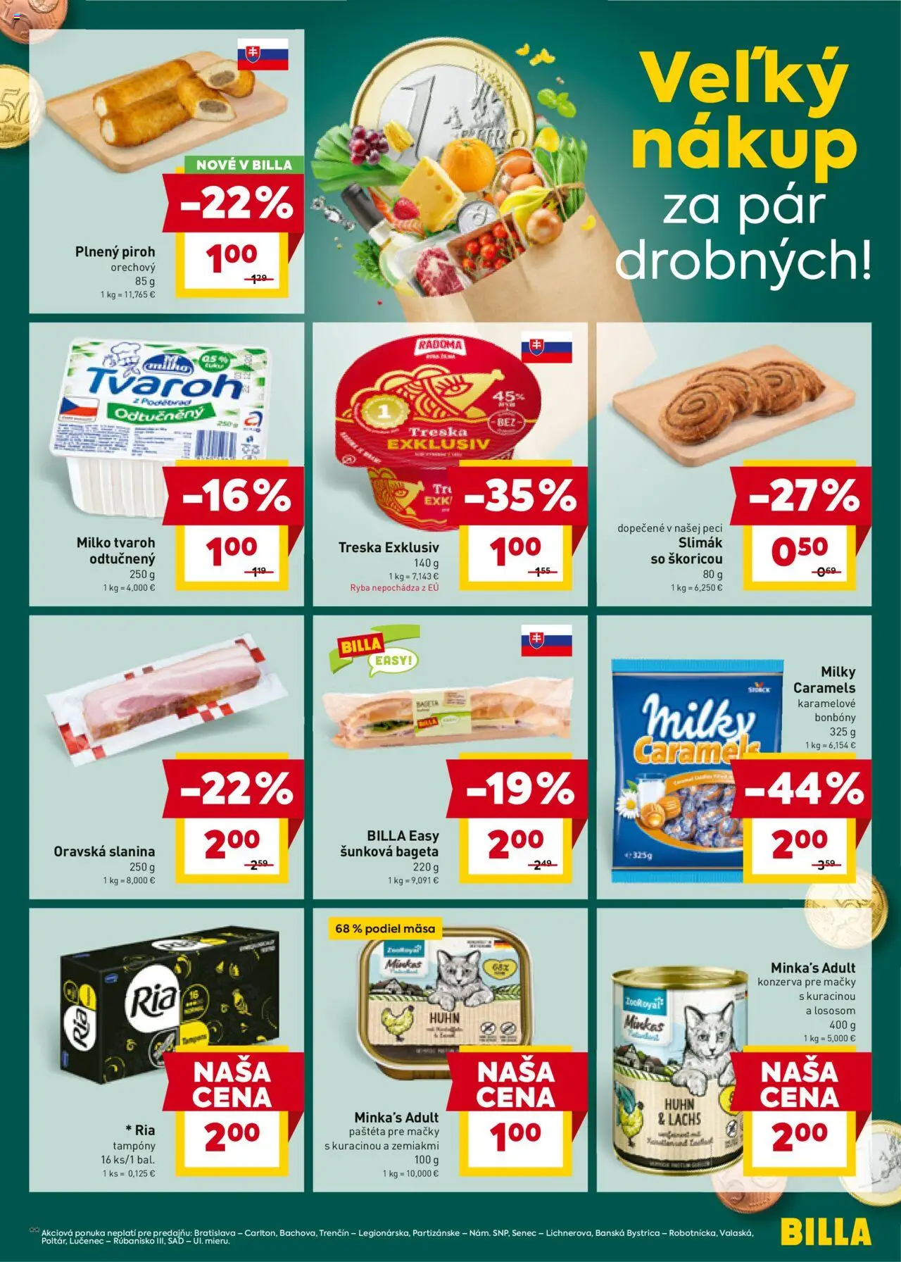 Nové Billa akcie – leták je platný od 01.10.2025 | Strana: 11 | Produkty: Slanina, Ryba, Tvaroh, Treska