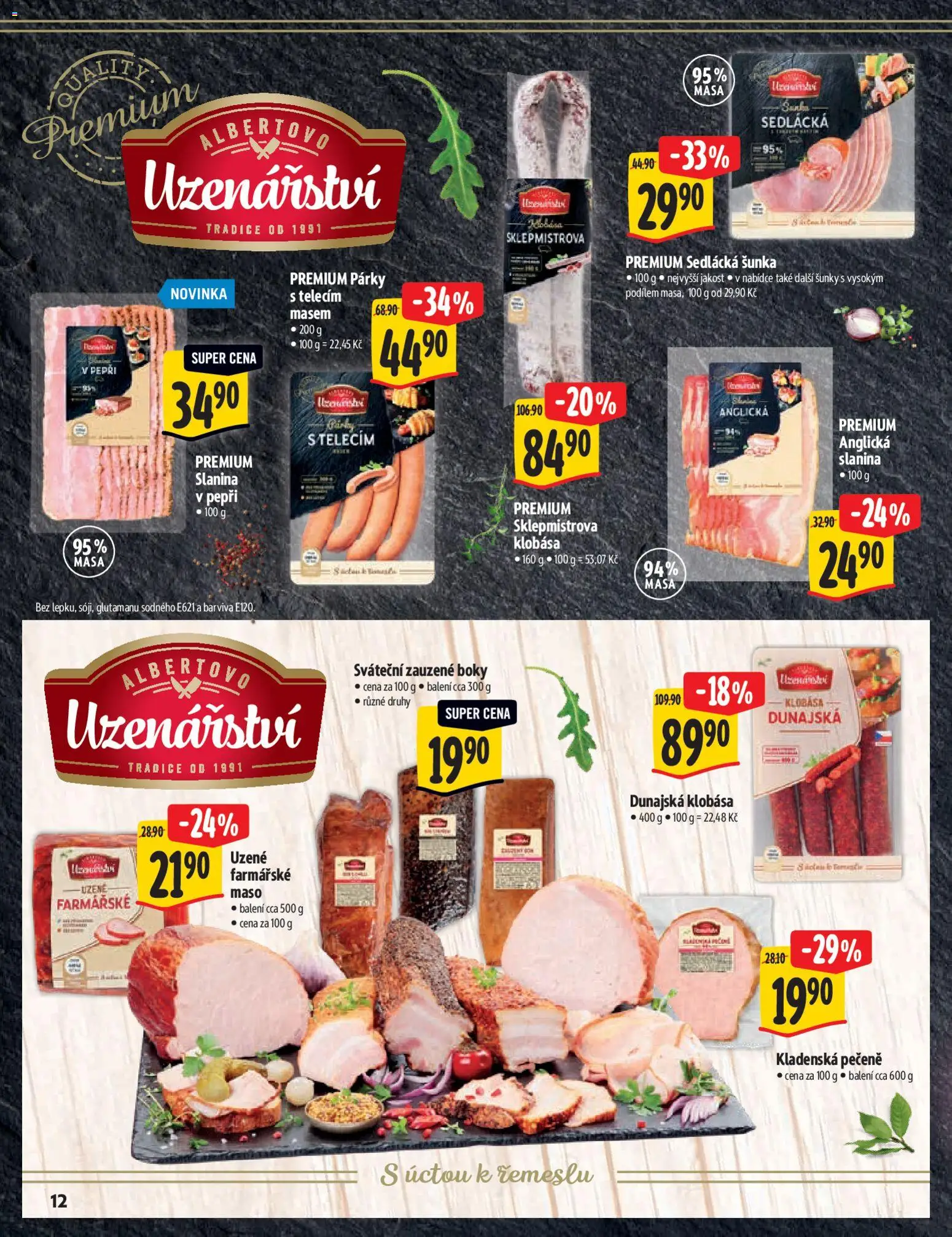 Albert katalog - Supermarket - Delikatesy od 03.12.2025 | Strana: 12 | Produkty: Šunka, Párky, Maso, Slanina