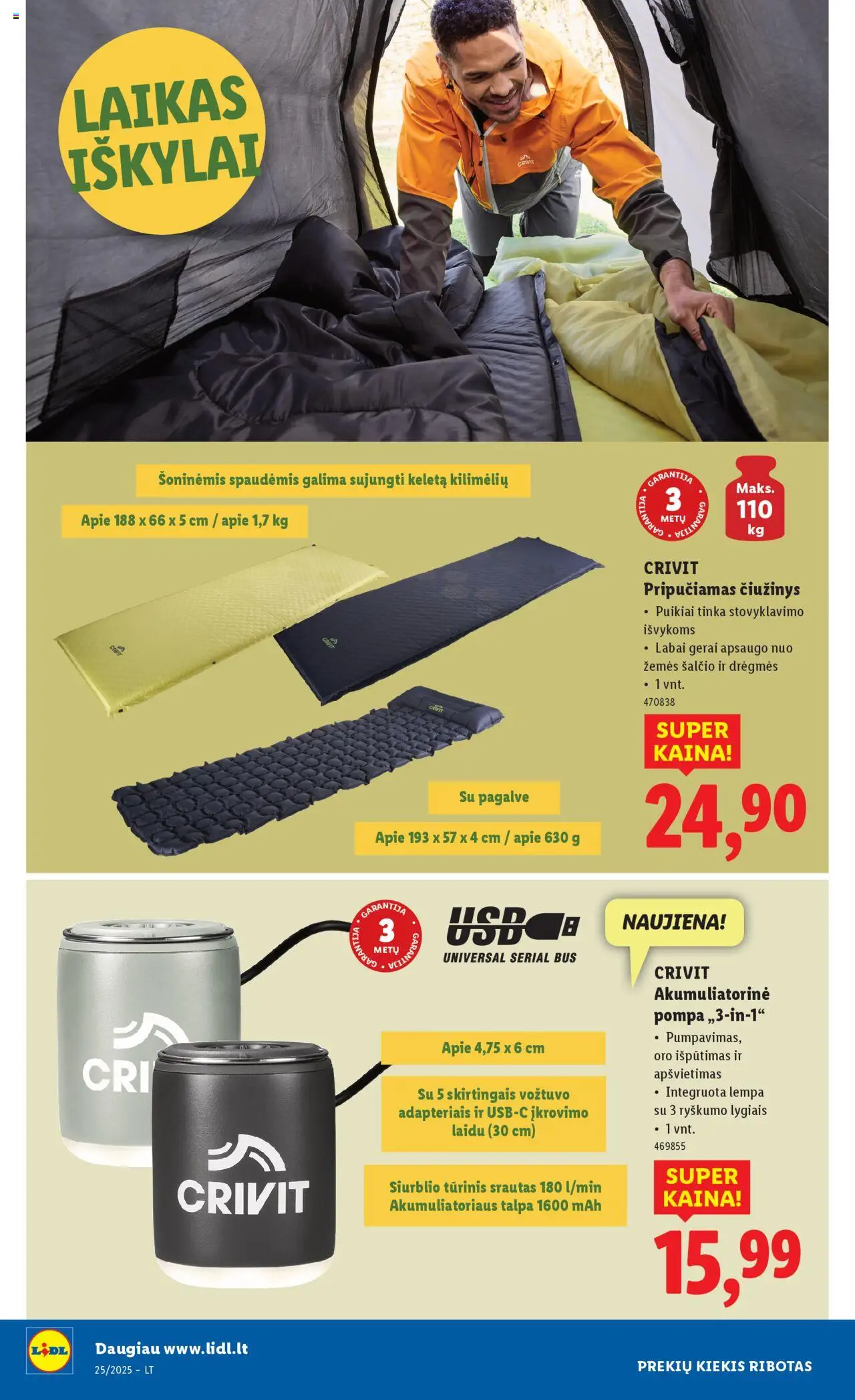 LIDL leidinys - Ne maisto prekių pasiūlymai│galioja nuo 16.06.2025 | Puslapis: 10 | Prekių: Pagalvė, Čiužinys, Lempa