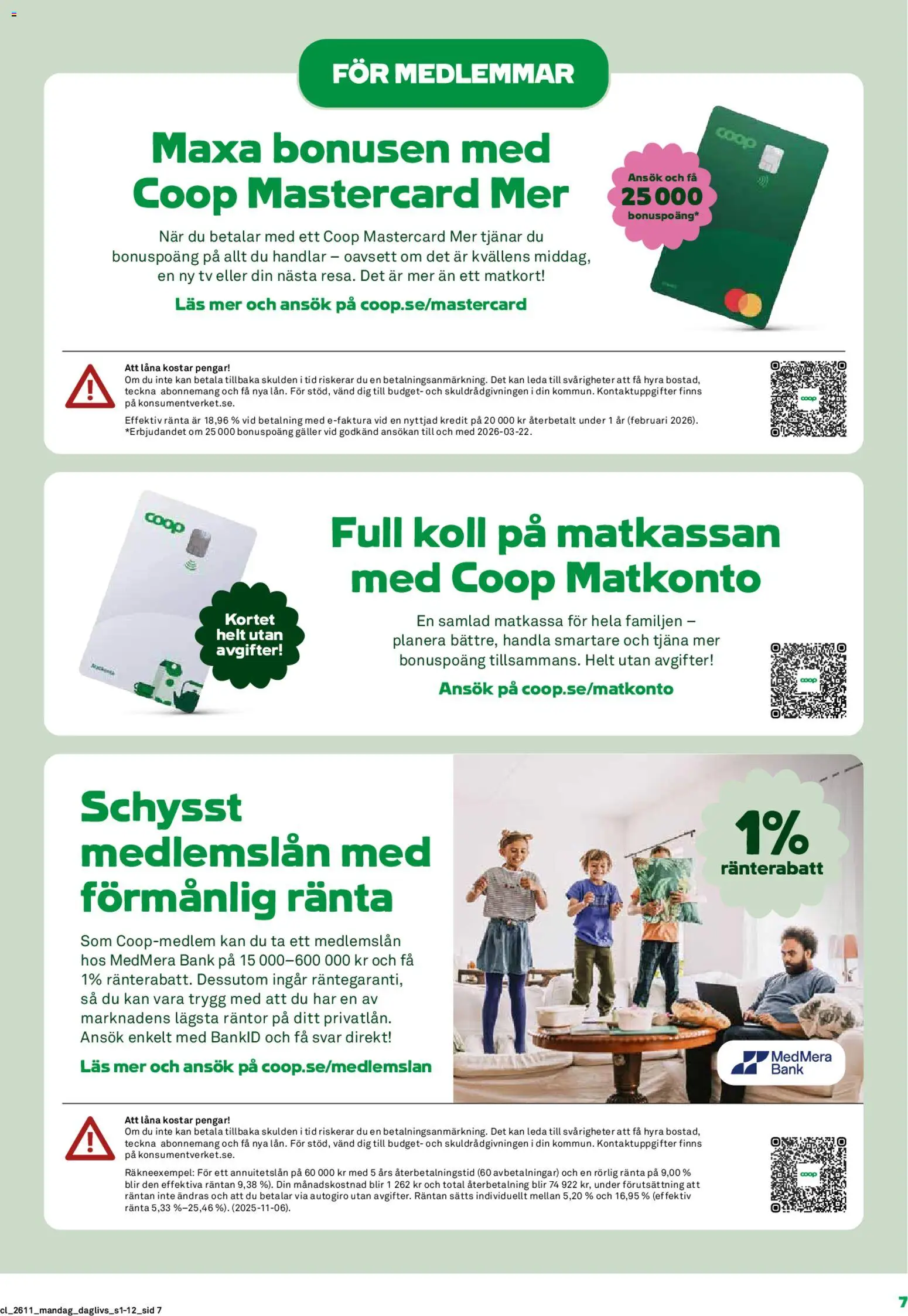 Coop Daglivs reklamblad aktuell från 09.03.2026 | Sida: 7 | Produkter: Bänk, Galler, Tv