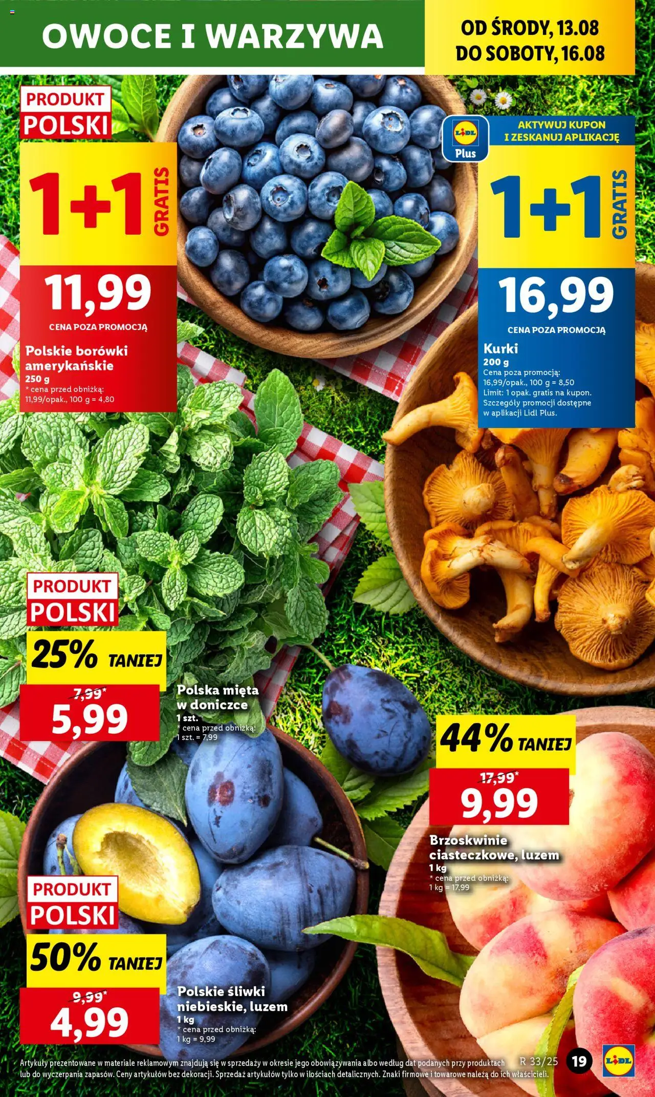 Lidl Gazetka od 13.08.2025 | Strona: 21 | Produkty: Mięta, Śliwki, Donut, Mięta w doniczce