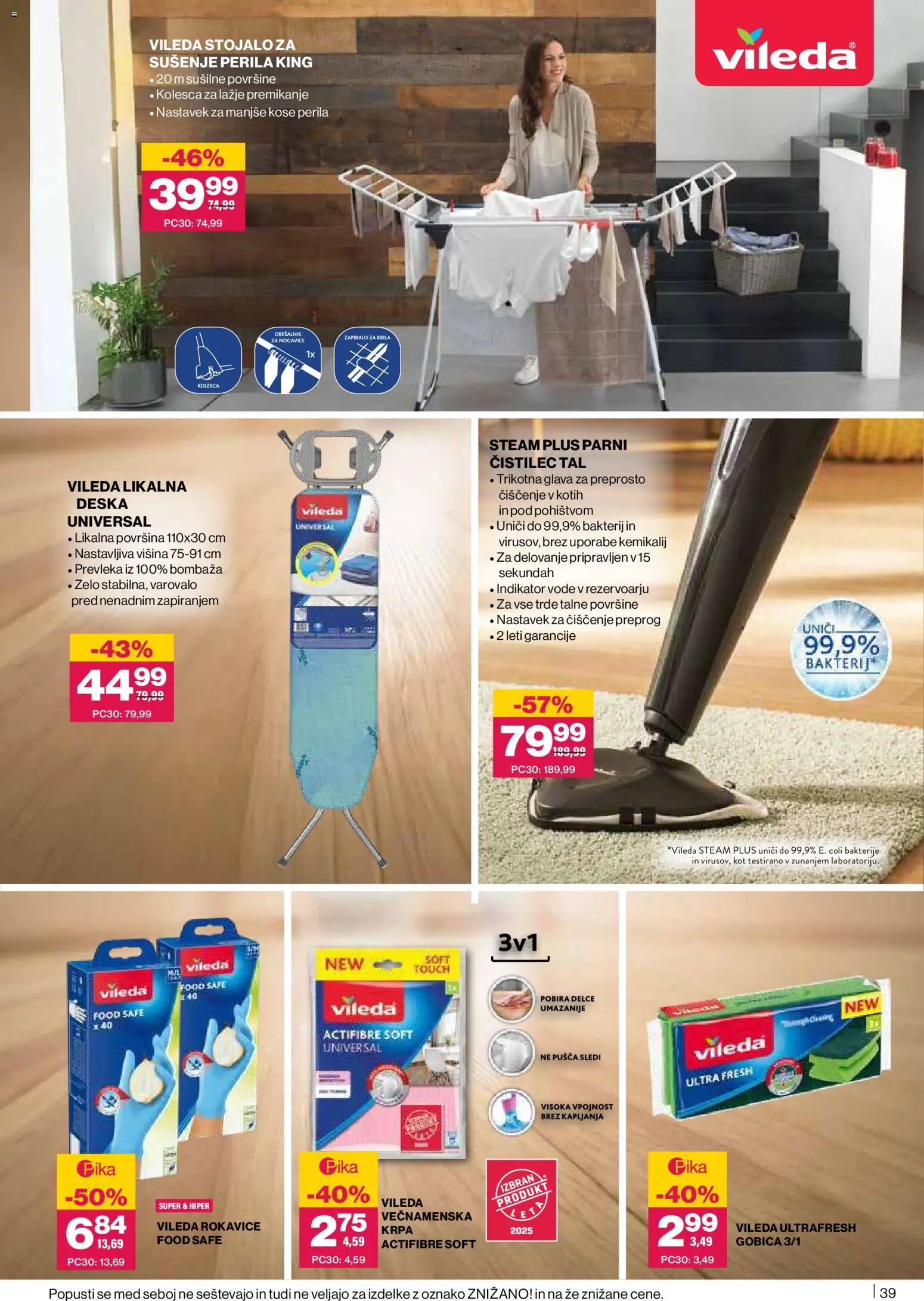 Novi Mercator katalog ponudbe – veljaven od 09.04.2026 | Stran: 39 | Izdelki: Likalna deska, Prevleka, Rokavice, Parni čistilec