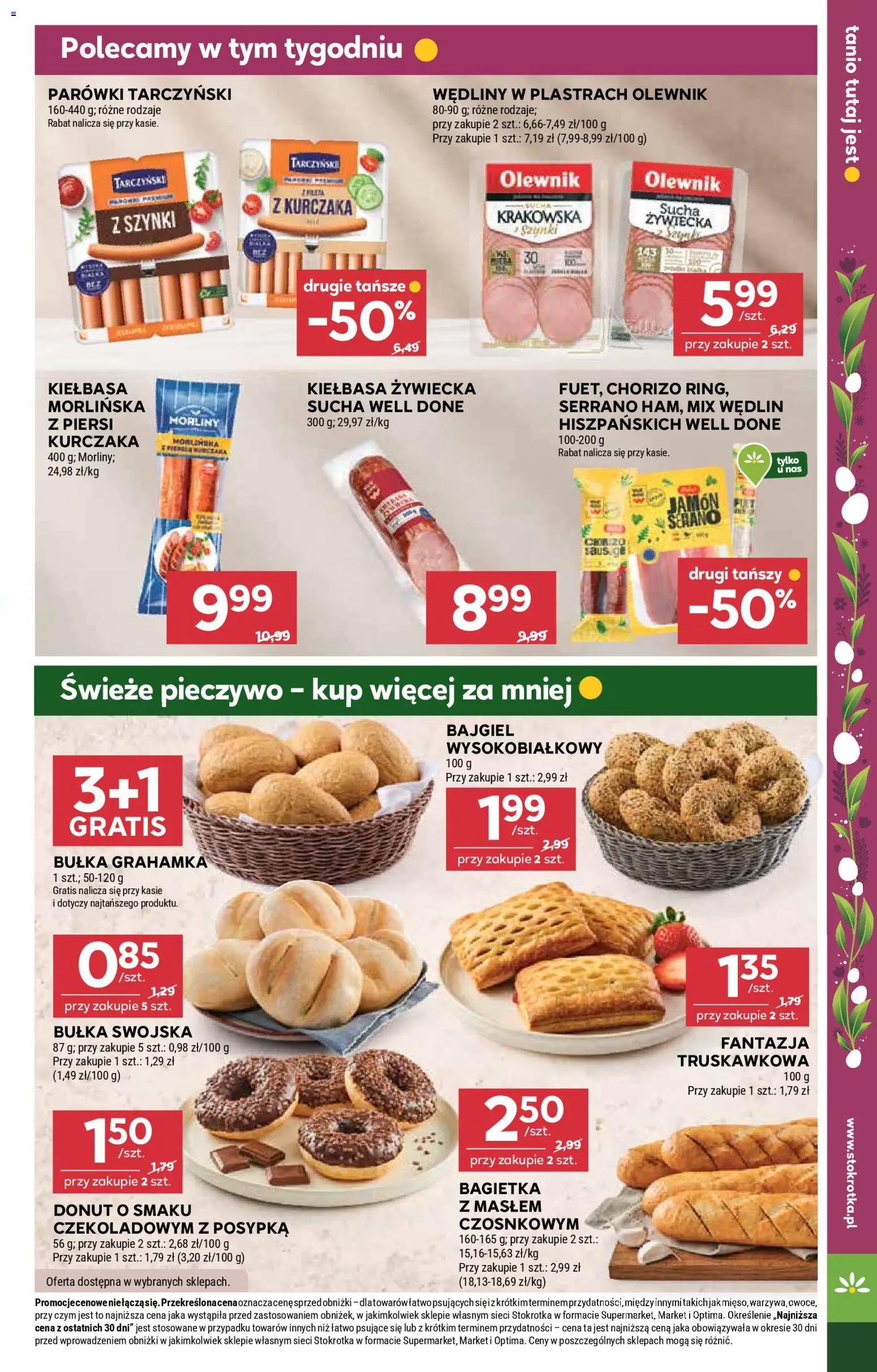 Stokrotka gazetka - Market od 26.03.2026 | Strona: 15 | Produkty: Kiełbasa, Parówki tarczyński, Bułka, Donut