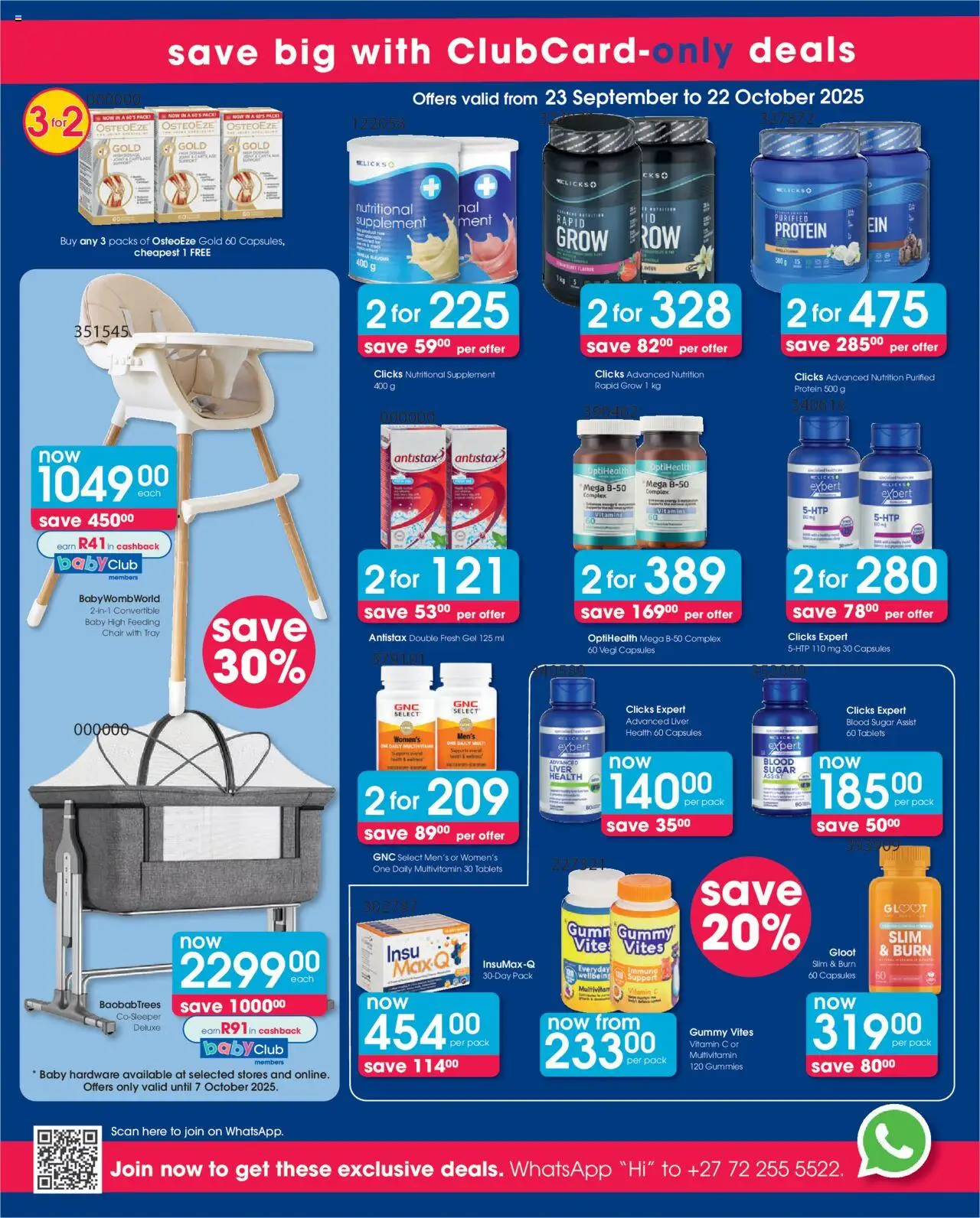 New Clicks catalogue – valid from 23.09.2025 | Page: 5 | Products: Tray, Drone, Vitamins, Sugar