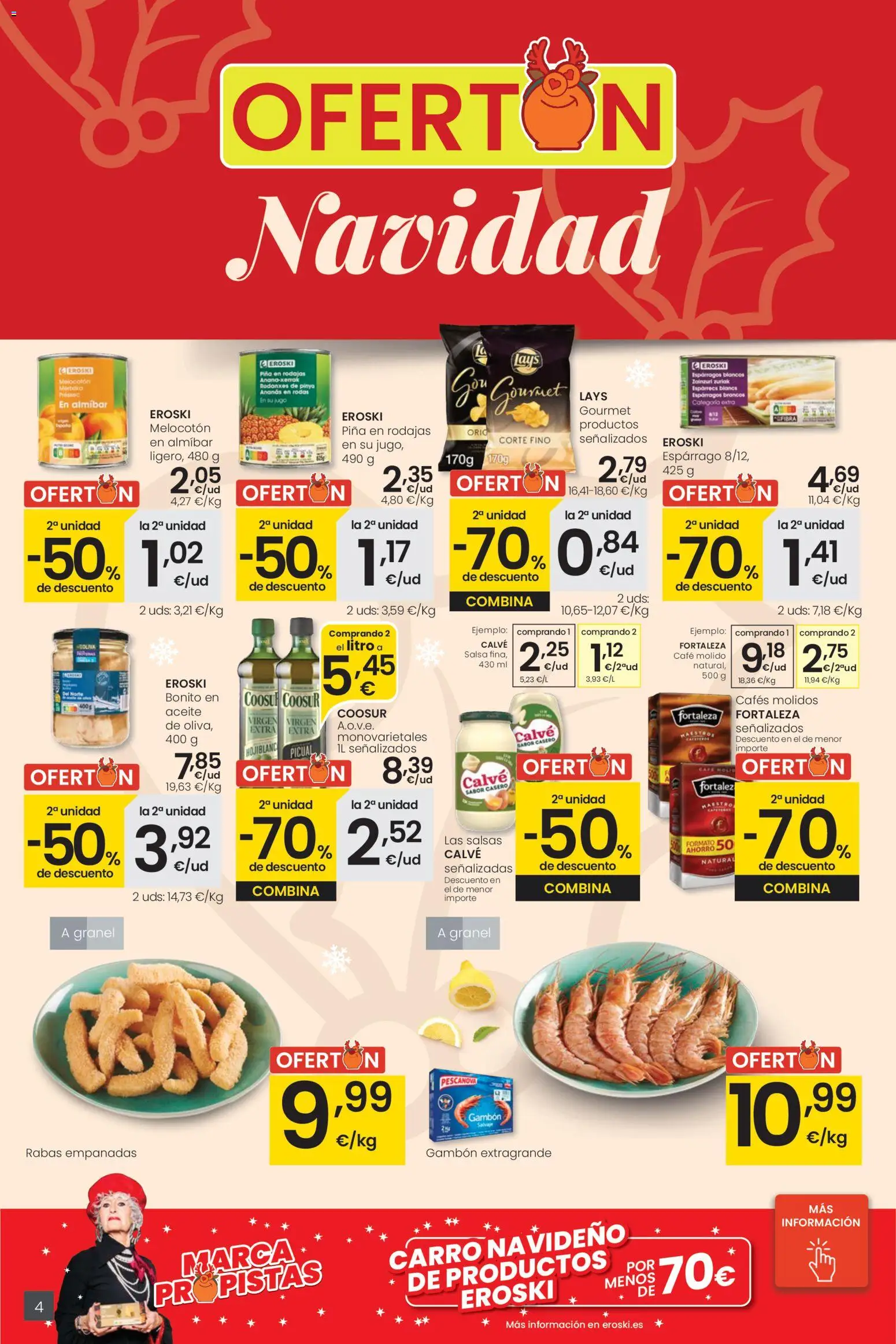 Eroski - Ofertón Navidad  │ válido desde el 27.11.2025 | Página: 4 | Productos: Jugo, Café molido, Νερό καρύδας, Piña