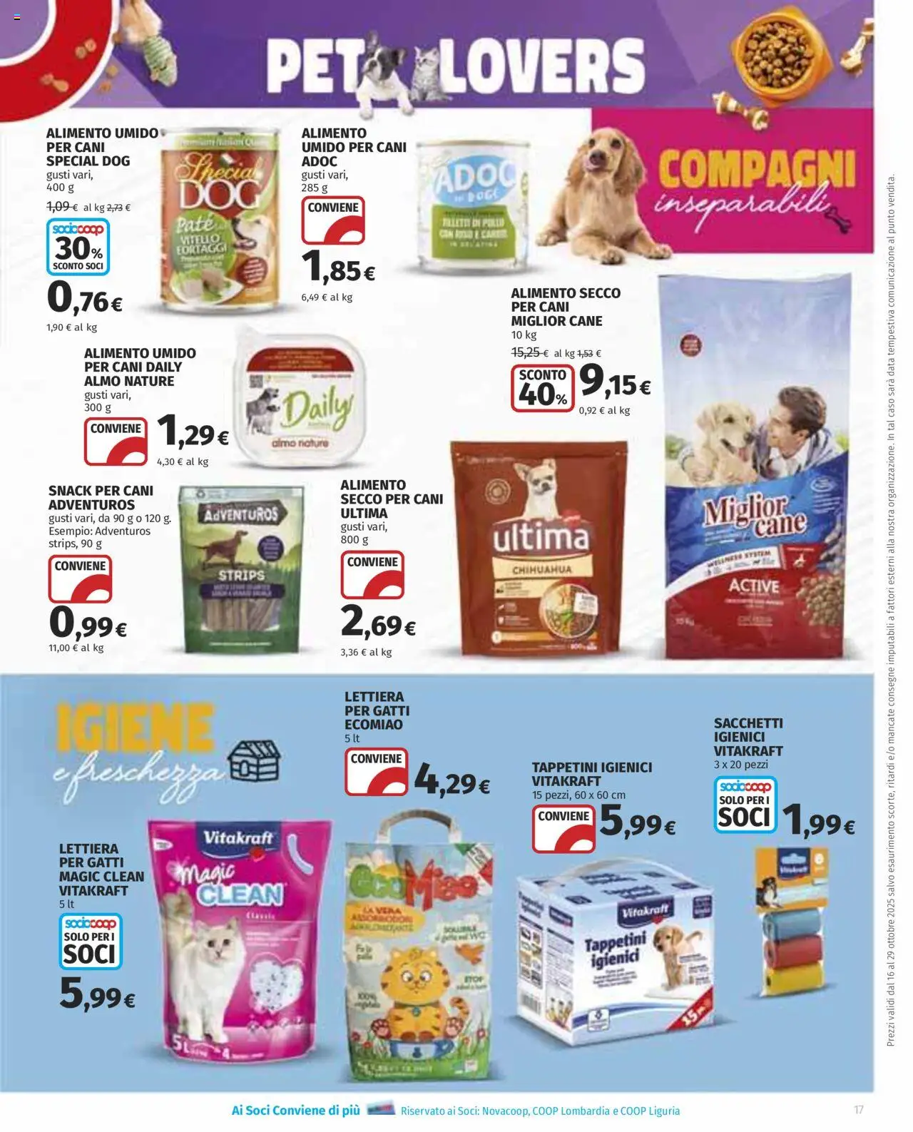 Volantino COOP del 16.10.2025 | Pagina: 17 | Prodotti: Paté, Lettiera per gatti, Data, Vitello