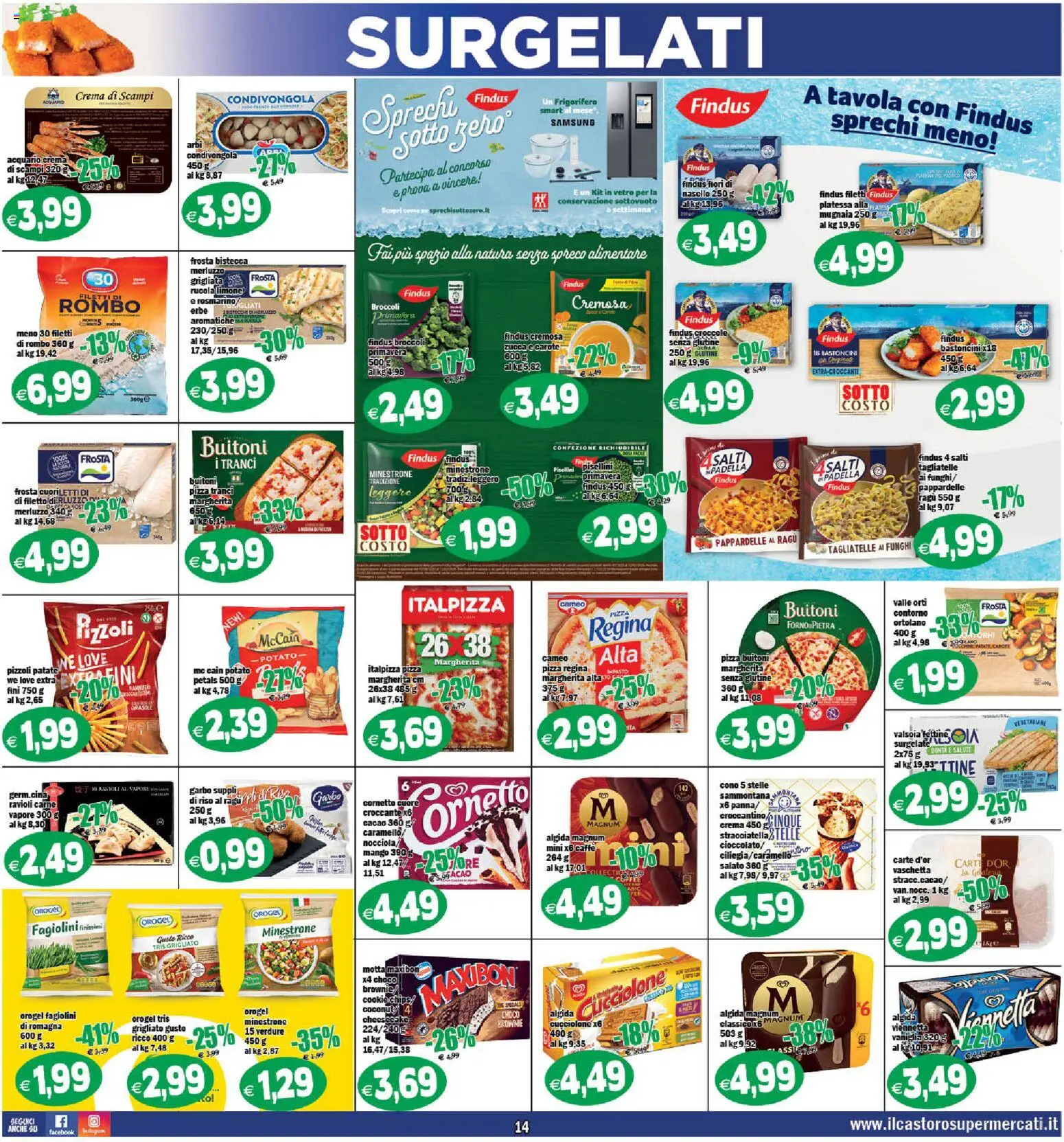 Volantino Il Castoro del 06.12.2025 | Pagina: 14 | Prodotti: Pizza, Cacao, Nasello, Samsung