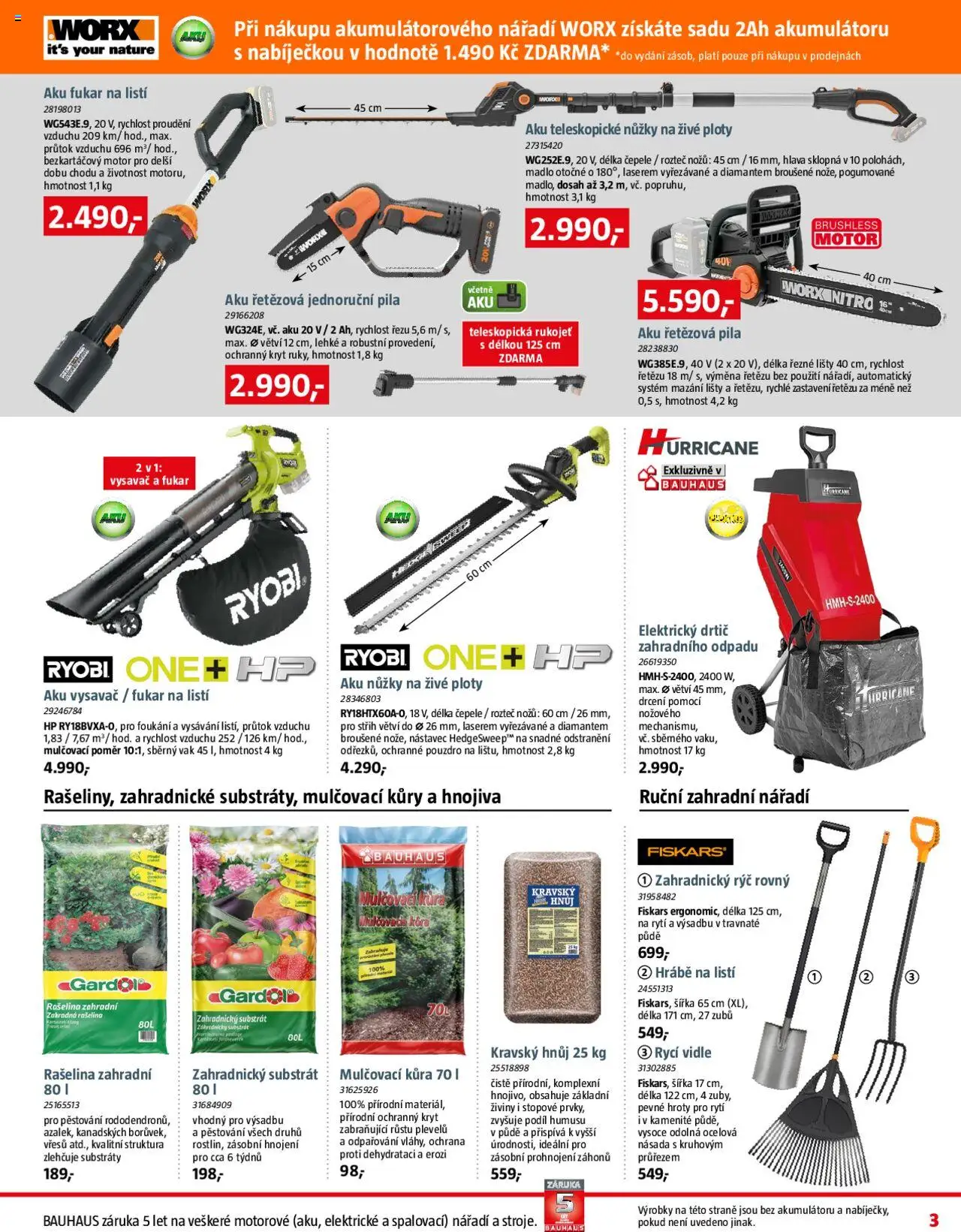 Bauhaus leták od 03.10.2025 | Strana: 3 | Produkty: Fiskars, Aku řetězová pila, Aku vysavač, Rýč