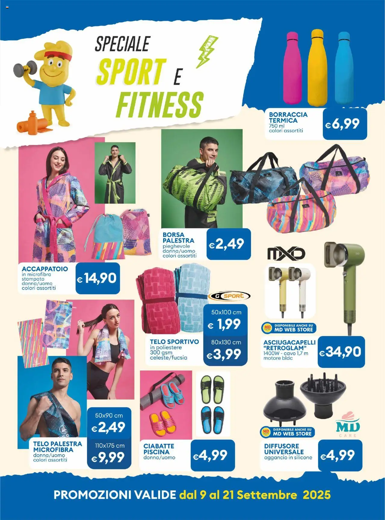 Volantino MD Discount del 09.09.2025 | Pagina: 17 | Prodotti: Ciabatte, Borsa, Silicone, Asciugacapelli