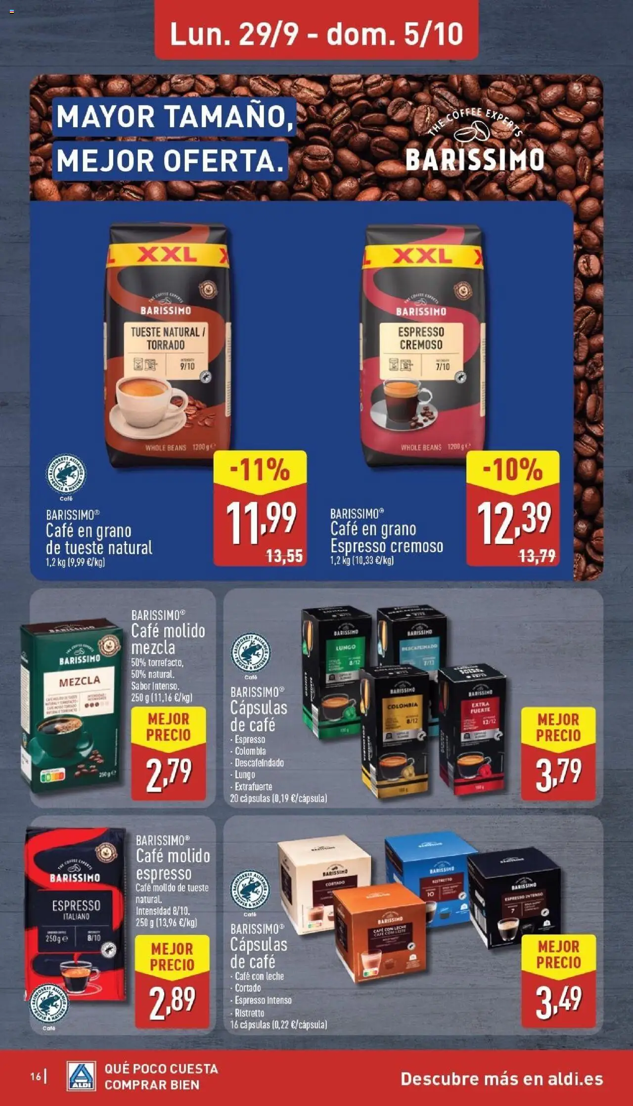 Aldi folleto Península │ válido desde el 29.09.2025 | Página: 16 | Productos: Café con leche, Leche, Café, Café molido