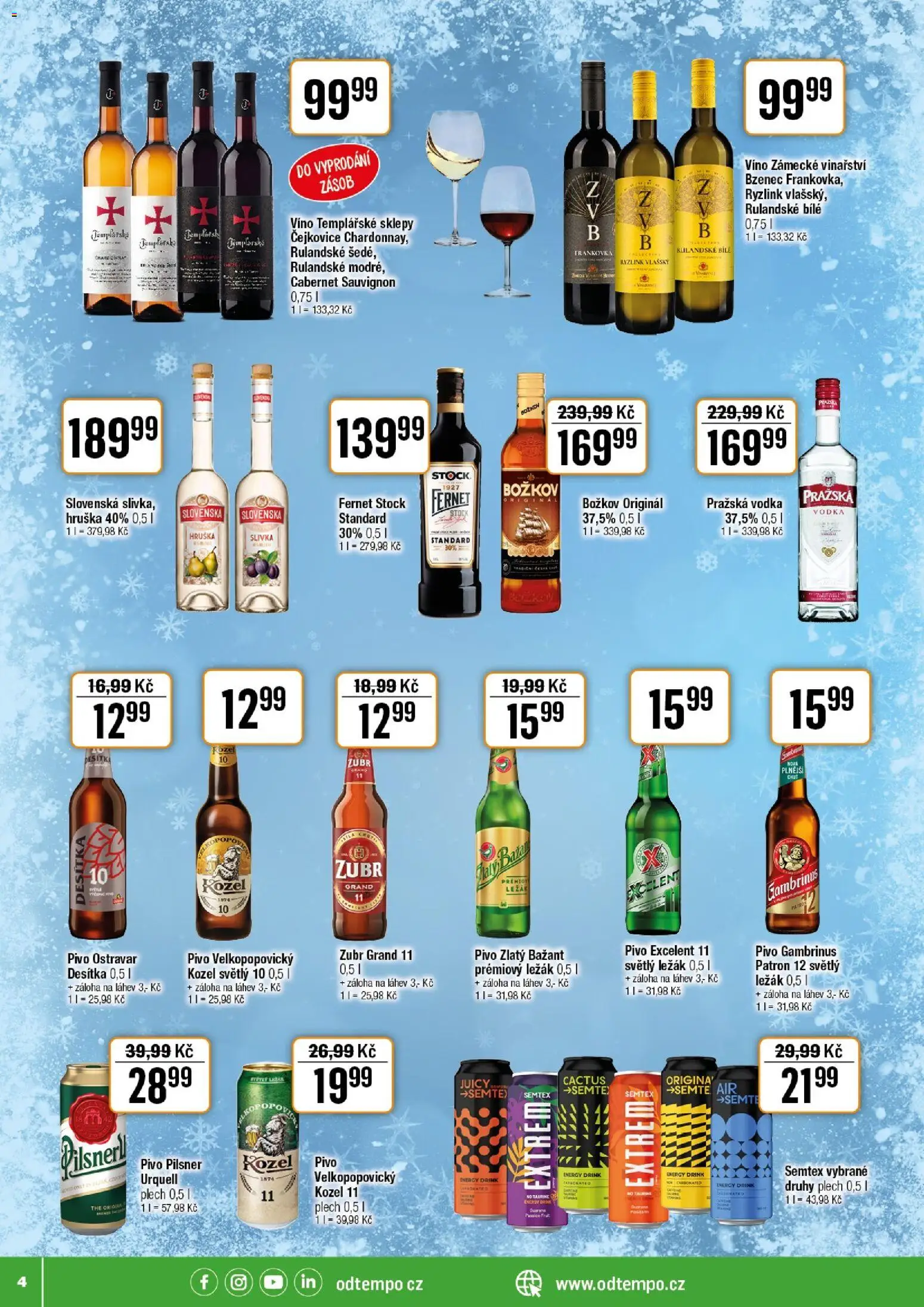 Tempo leták od 14.01.2026 | Strana: 4 | Produkty: Zubr Grand 11, Kozel, Pražská vodka, Gambrinus