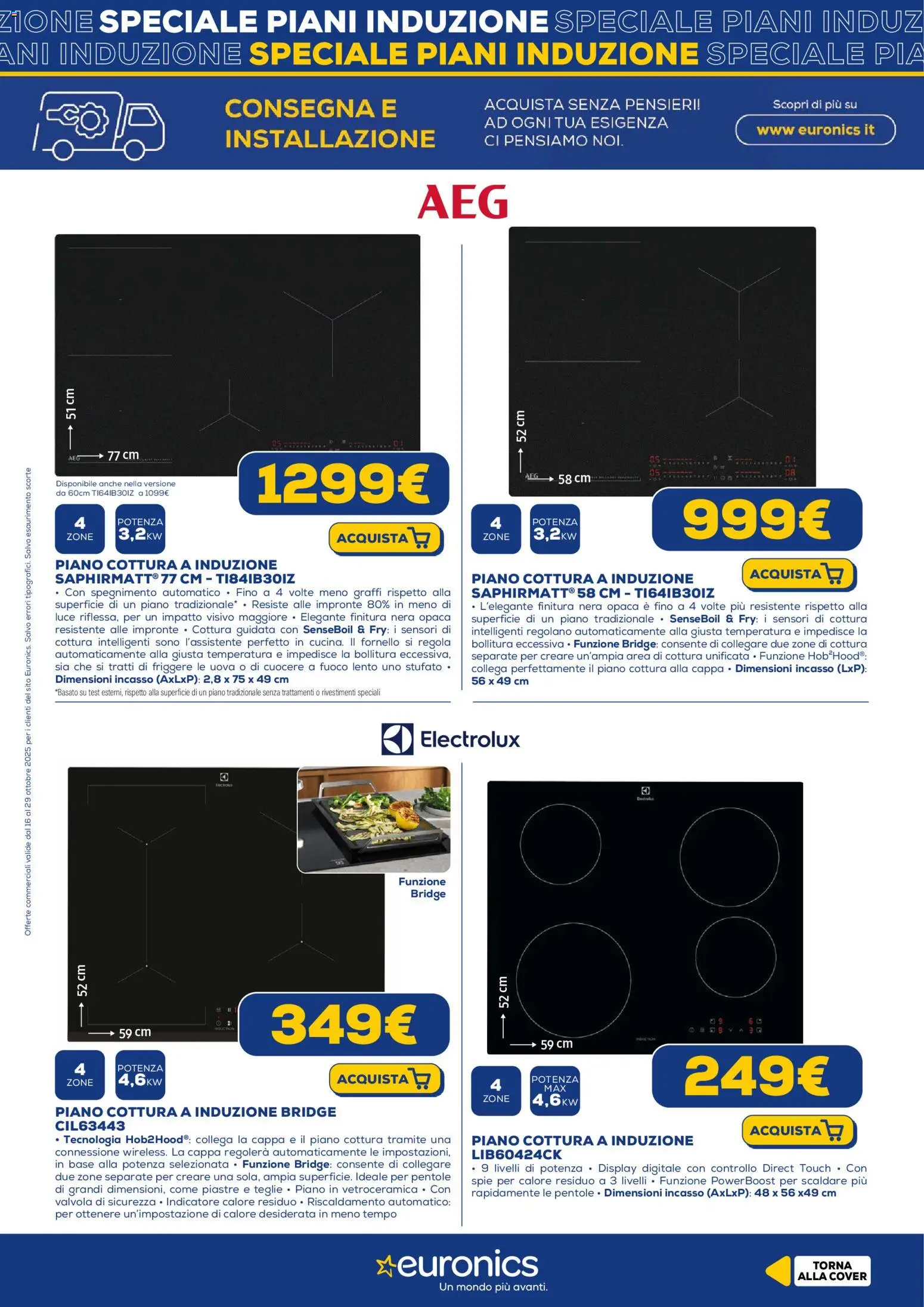 Volantino Euronics del 16.10.2025 | Pagina: 4 | Prodotti: Uova, Piano cottura, Fornello