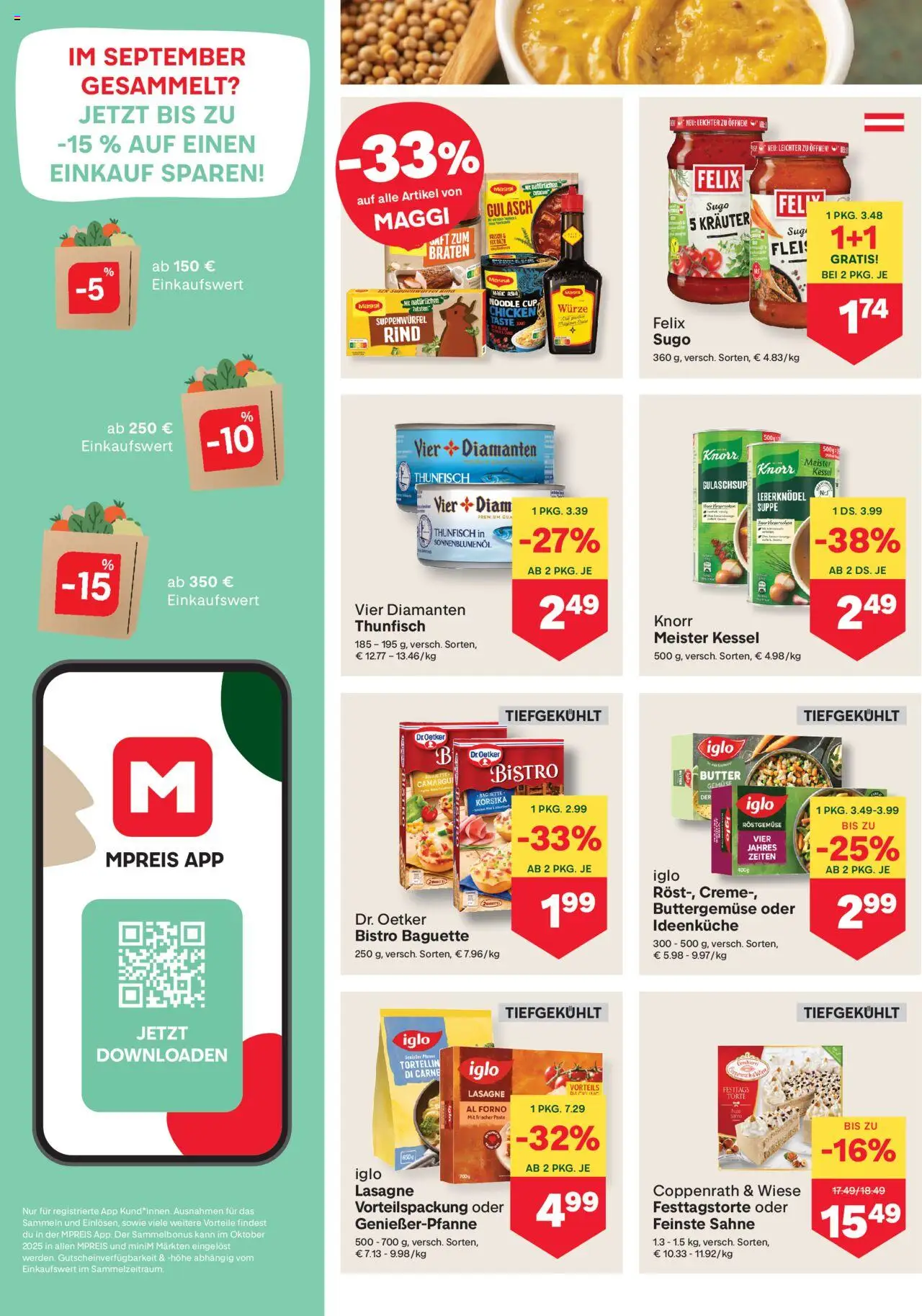 MPREIS Hohenems gültig ab 23.10.2025 | Seite: 12 | Produkte: Pasta, Sahne, Jääkaappipakastin, Saft