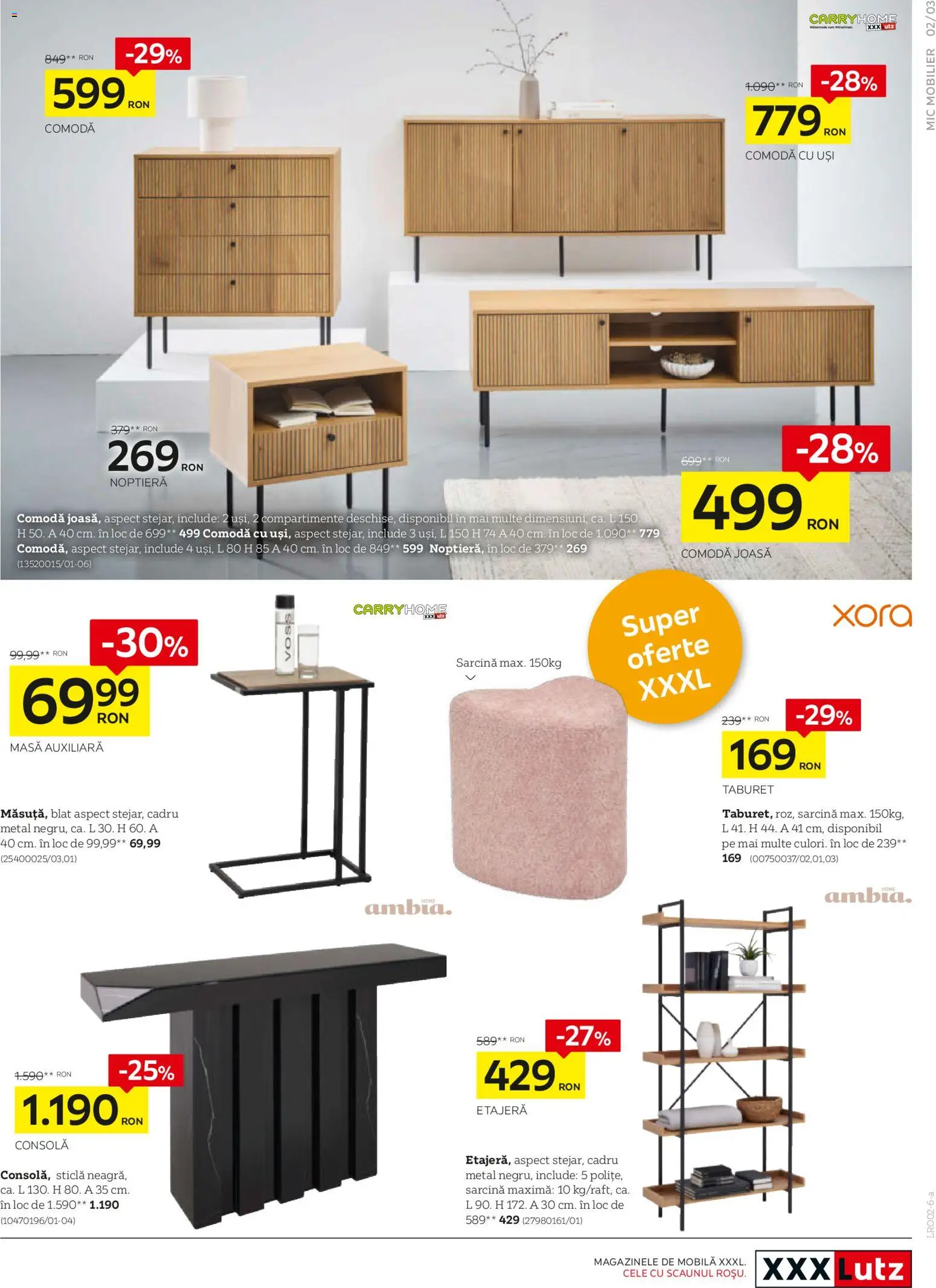 Noul catalog XXXLutz – valabil de la 02.02.2026 | Pagină: 3 | Produse: Noptieră, Comodă, Taburet, Etajeră