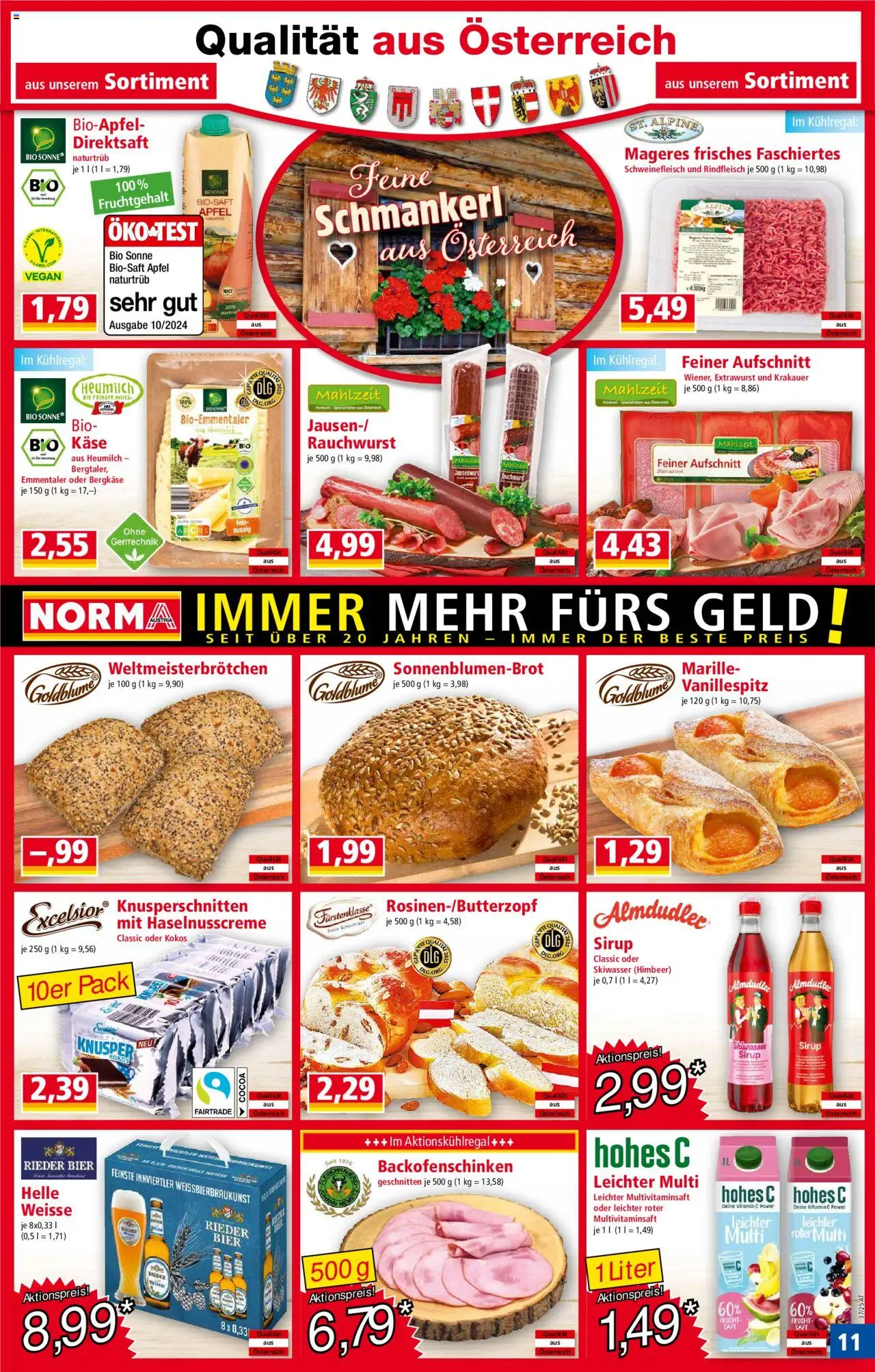 Norma Flugblatt gültig ab 08.09.2025 | Seite: 11 | Produkte: Milch, Käse, Schweinefleisch, Äpfel