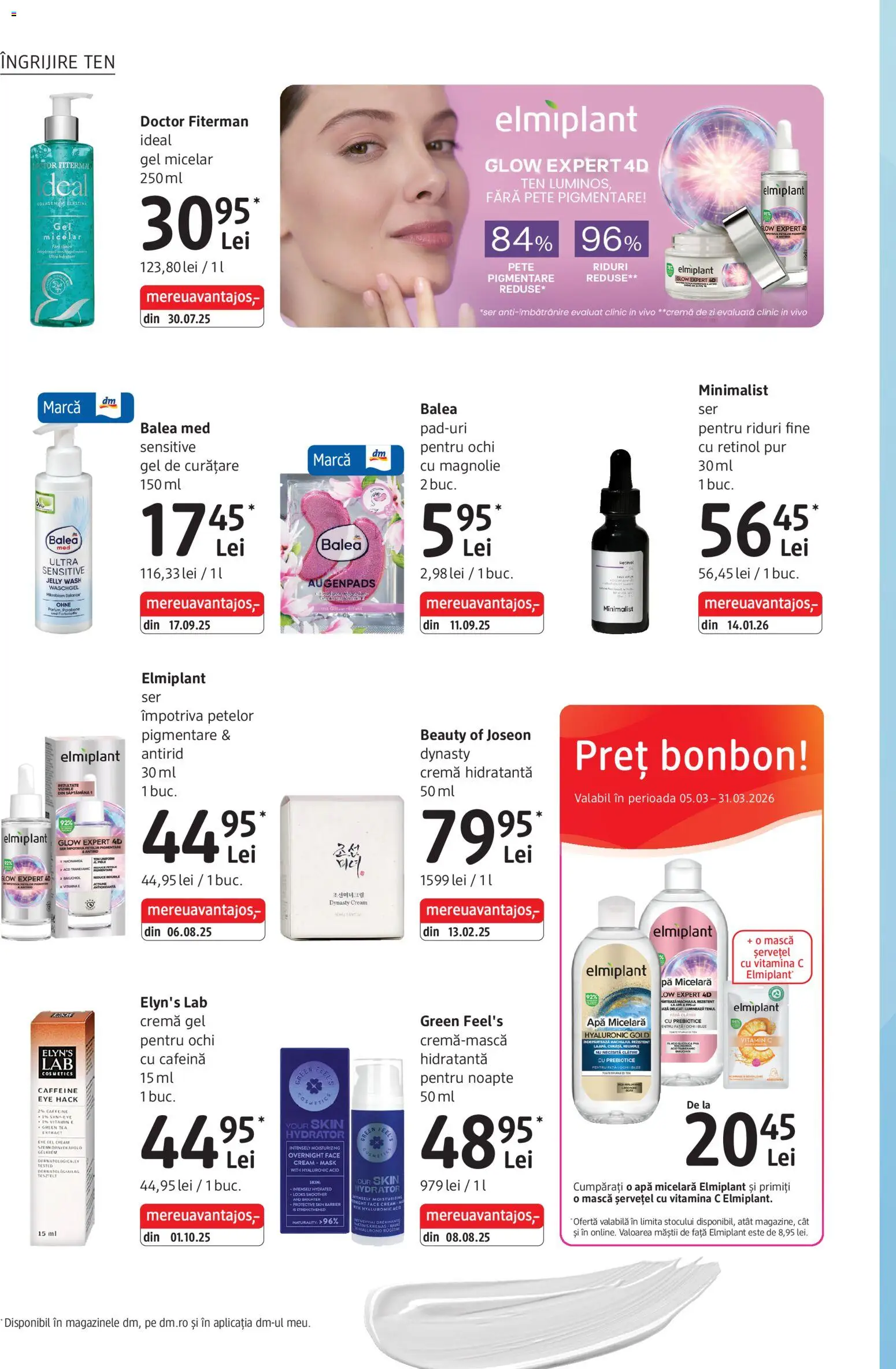 Noul catalog DM drogeriemarkt – valabil de la 05.03.2026 | Pagină: 14 | Produse: Serum, Cremă de zi, Arapsaçı, Apă