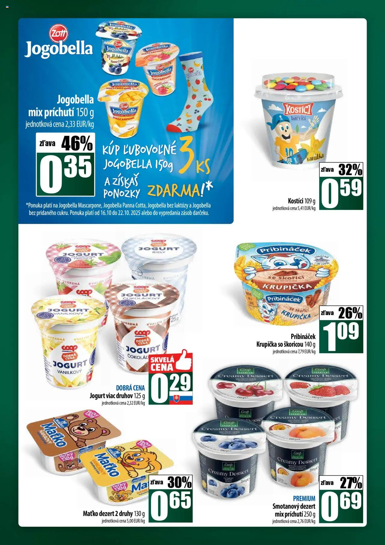 Nové COOP Jednota akcie – leták je platný od 16.10.2025 | Strana: 24 | Produkty: Jogurt, Ponožky, Mascarpone