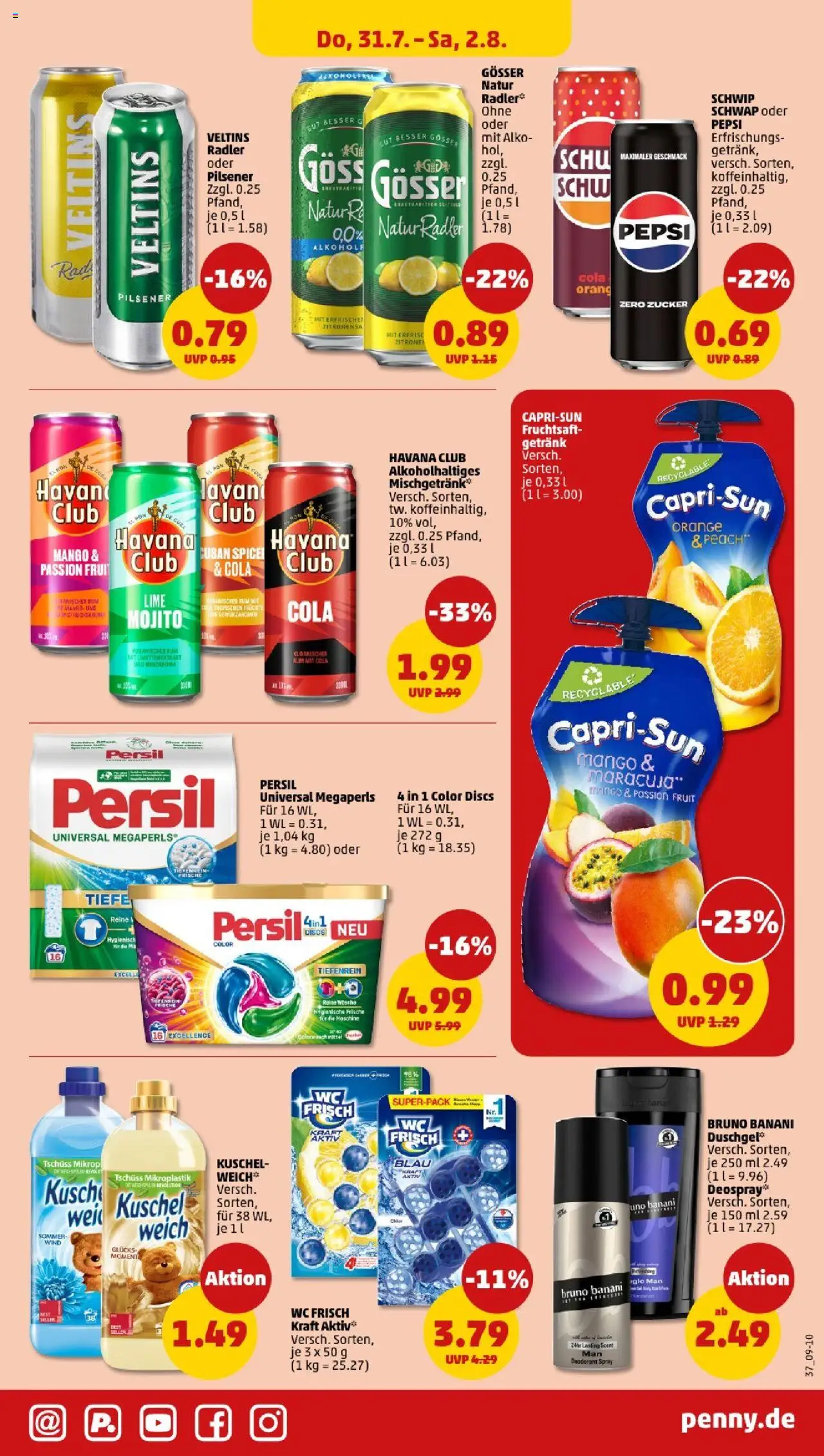 Penny - Nordrhein - Westfalen - gültig ab dem 28.07.2025 | Seite: 33 | Produkte: Mango, Pepsi, Fruchtsaft, Veltins