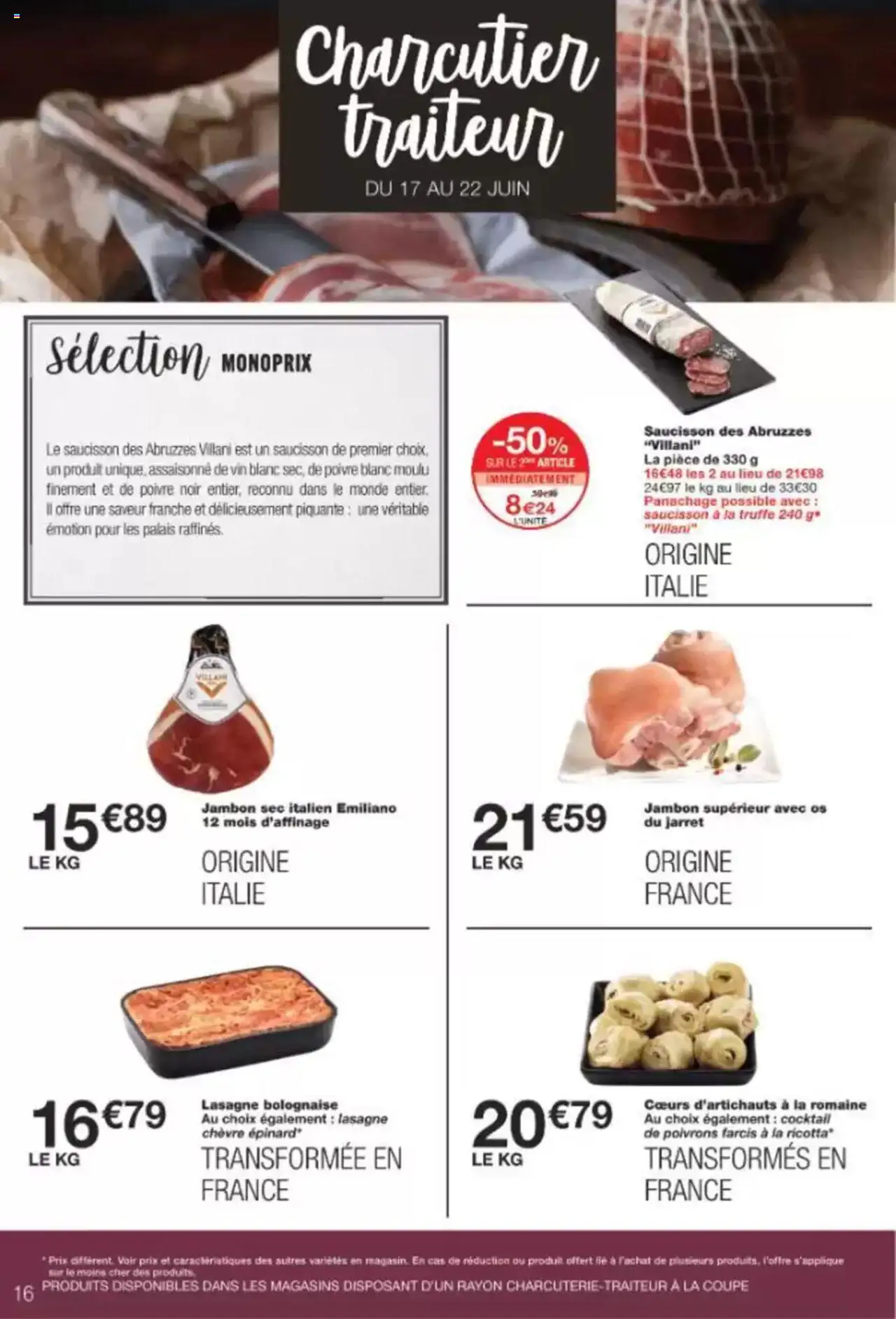  | Page: 16 | Produits: Saucisson, Epinard, Poivre, Ricotta