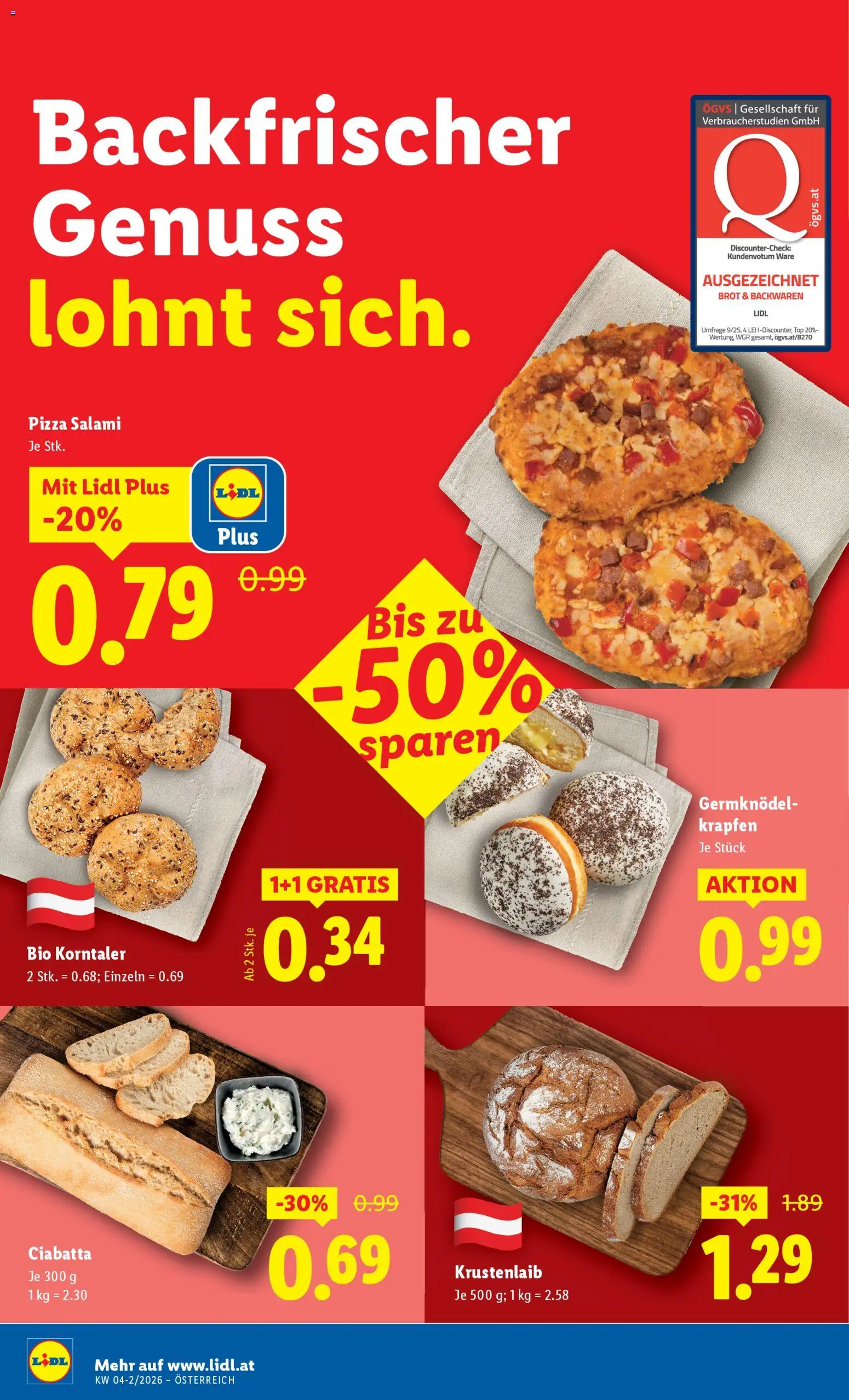 Lidl Flugblatt - Oberpullendorf, Güssing, Oberwart gültig ab 22.01.2026 | Seite: 8 | Produkte: Brot, Salami, Pizza