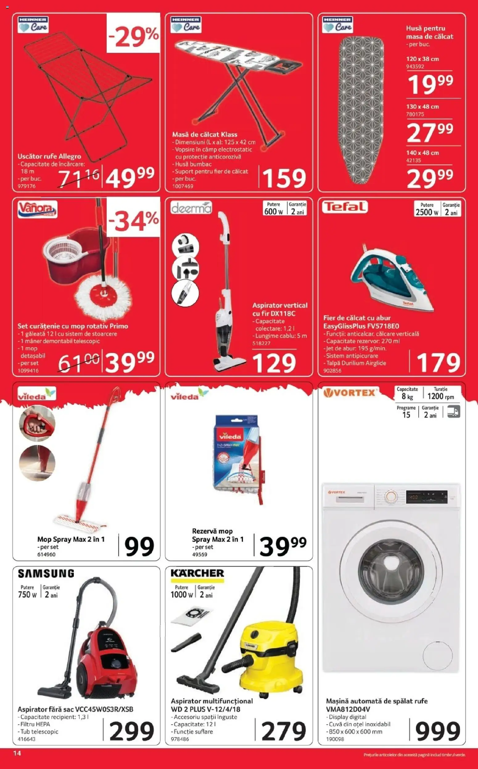 Noul catalog Selgros – valabil de la 17.04.2026 | Pagină: 14 | Produse: Uscător, Aspirator, Masă, Masă de călcat