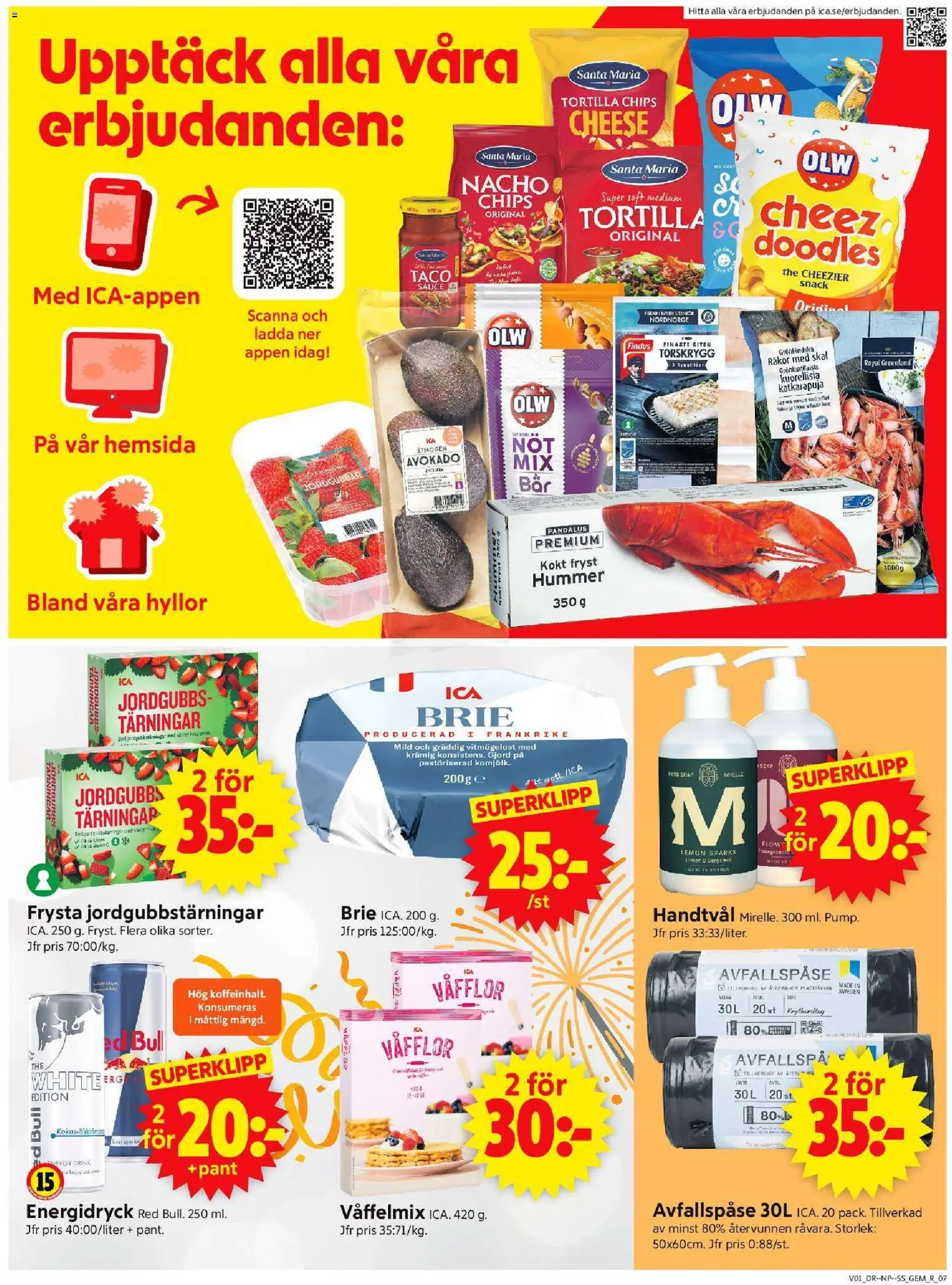 ICA Supermarket reklamblad aktuell från 30.12.2025 | Sida: 9 | Produkter: Chips, Räkor, Jordgubbar, Handtvål