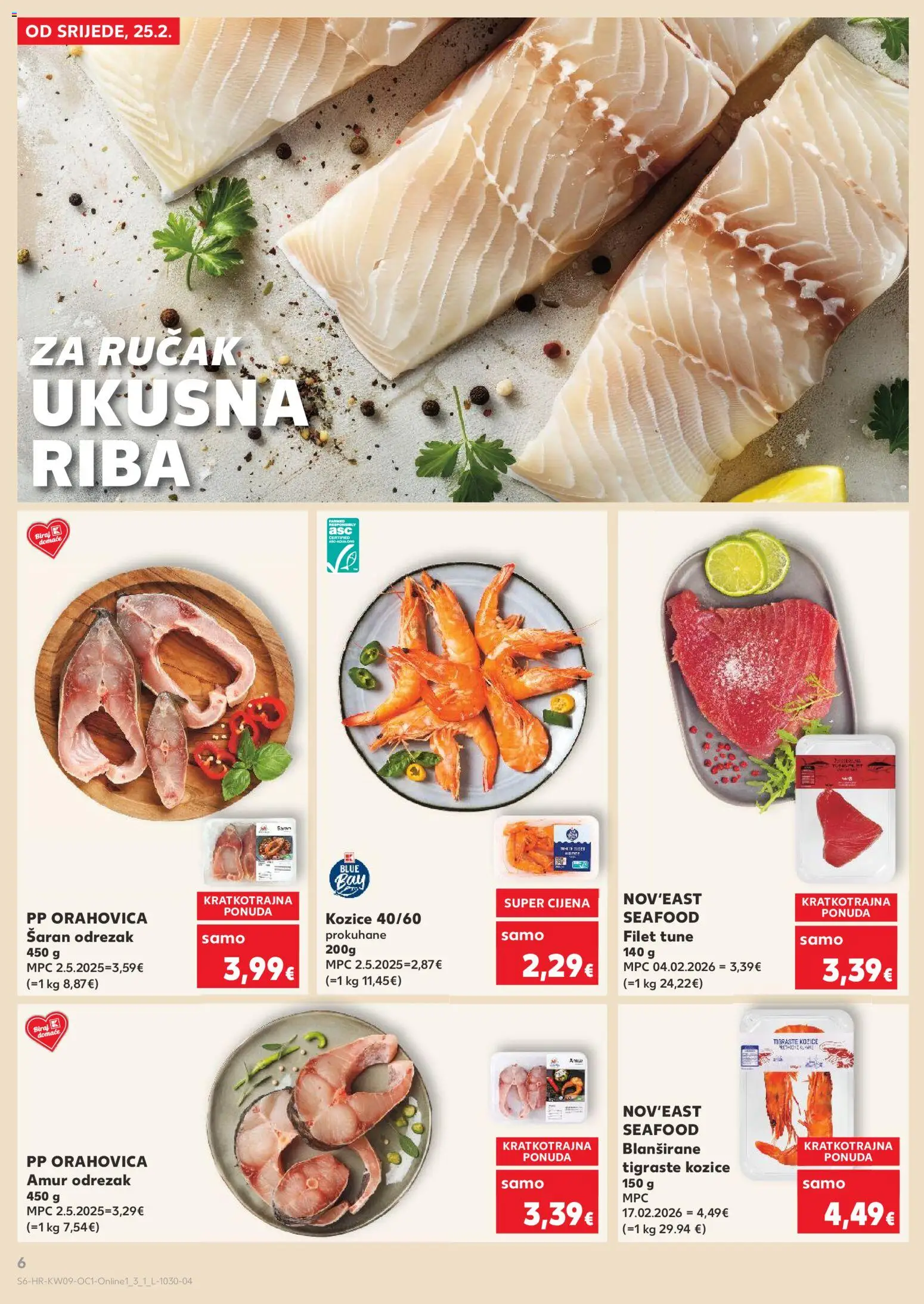Kaufland katalog | vrijedi od 25.02.2026 | Stranica: 6 | Proizvodi: Šaran, Riba, Tuna, Kozice