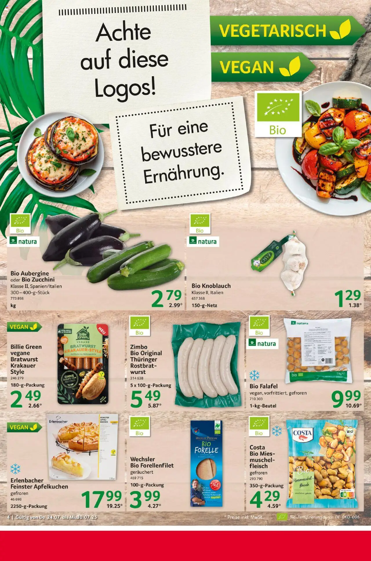 Selgros Prospekt 	 - gültig ab dem 24.07.2025 | Seite: 4 | Produkte: Bratwurst, Äpfel, Aubergine, Kuchen