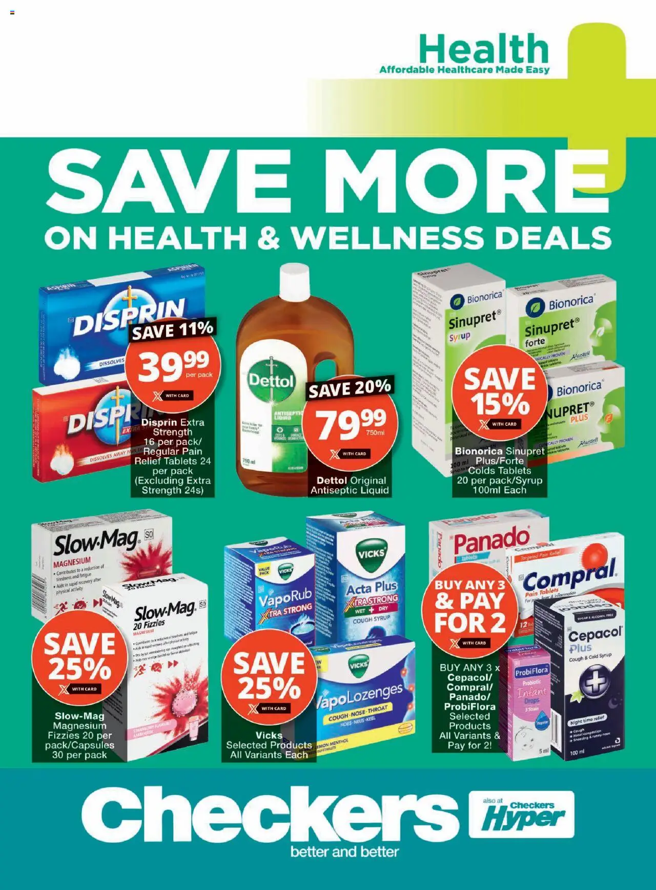 Checkers - Medirite August Month-End Promotion │ valid from 25.08.2025 | Page: 1 | Products: Antiseptic liquid, Cough syrup, Syrup, Sugar