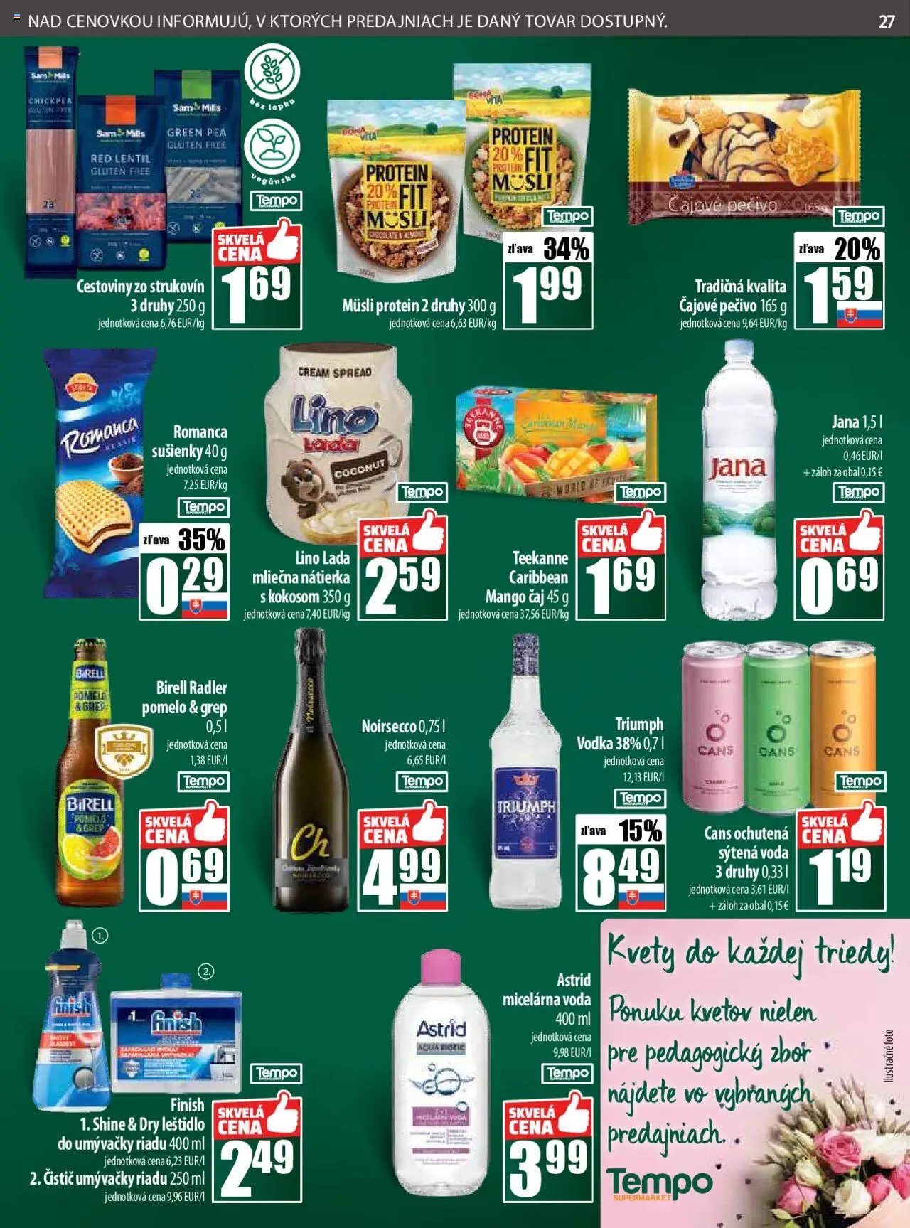 COOP Jednota leták │ platný od 21.08.2025 | Strana: 27 | Produkty: Čaj, Vodka, Voda, Pomelo