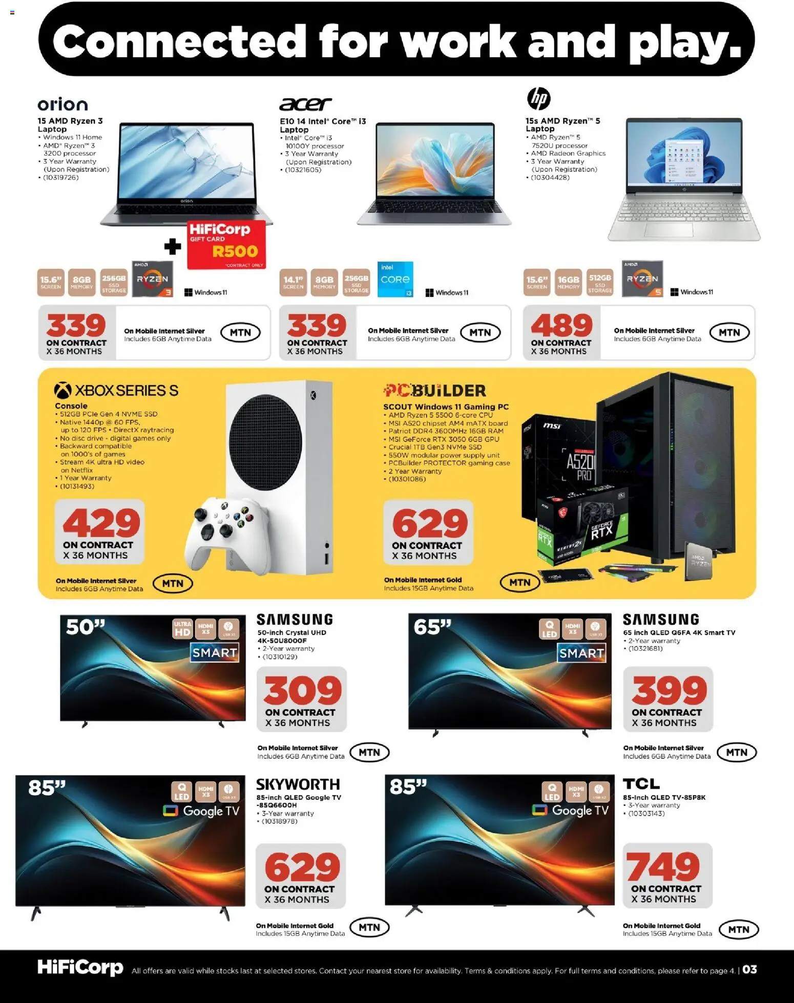 New HiFi Corp catalogue – valid from 07.04.2026 | Page: 3 | Products: PC, Gift card, Laptop, TV