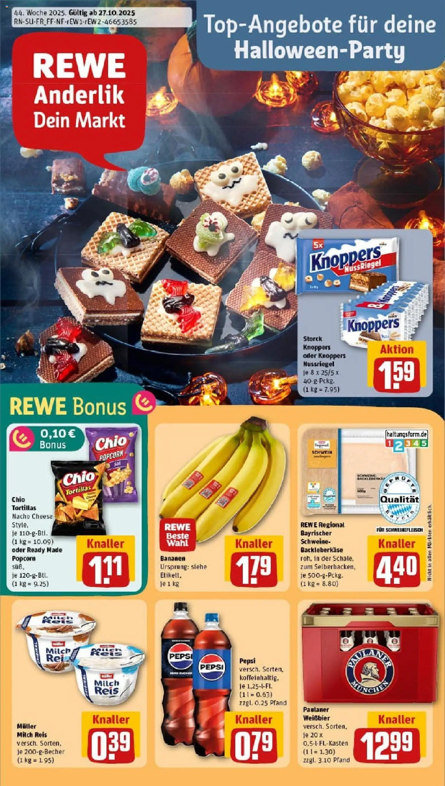 Rewe prospekt Coburg	 – gültig ab 26.10.2025 | Seite: 1 | Produkte: Milch, Knoppers, Pepsi, Chio tortillas