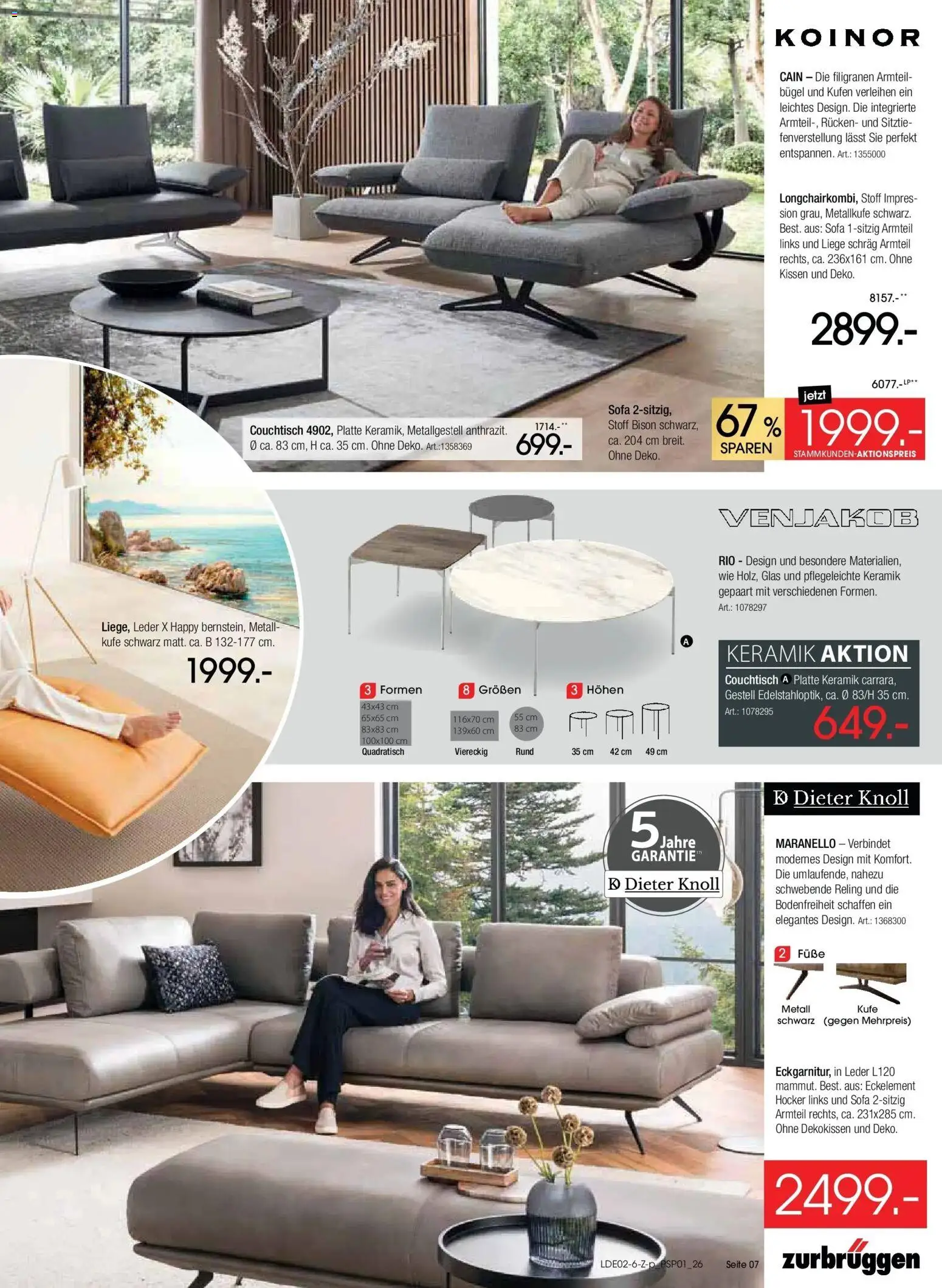 Zurbrüggen - Zurbrüggen: Ihr Einrichtungshaus der Extraklasse – gültig ab 20.02.2026 | Seite: 7 | Produkte: Kissen, Sofa, Couchtisch, Liege