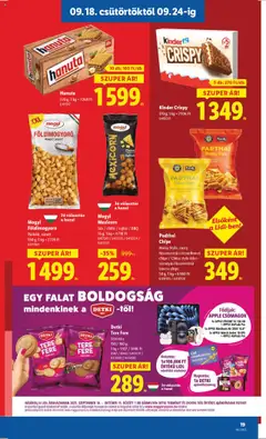 Lidl akciós ujság - amely érvényes a következő dátumtól: 18.09.2025 | Oldal: 19 | Termékek: Csicseriborsó, Lencse, Földimogyoró, Keksz