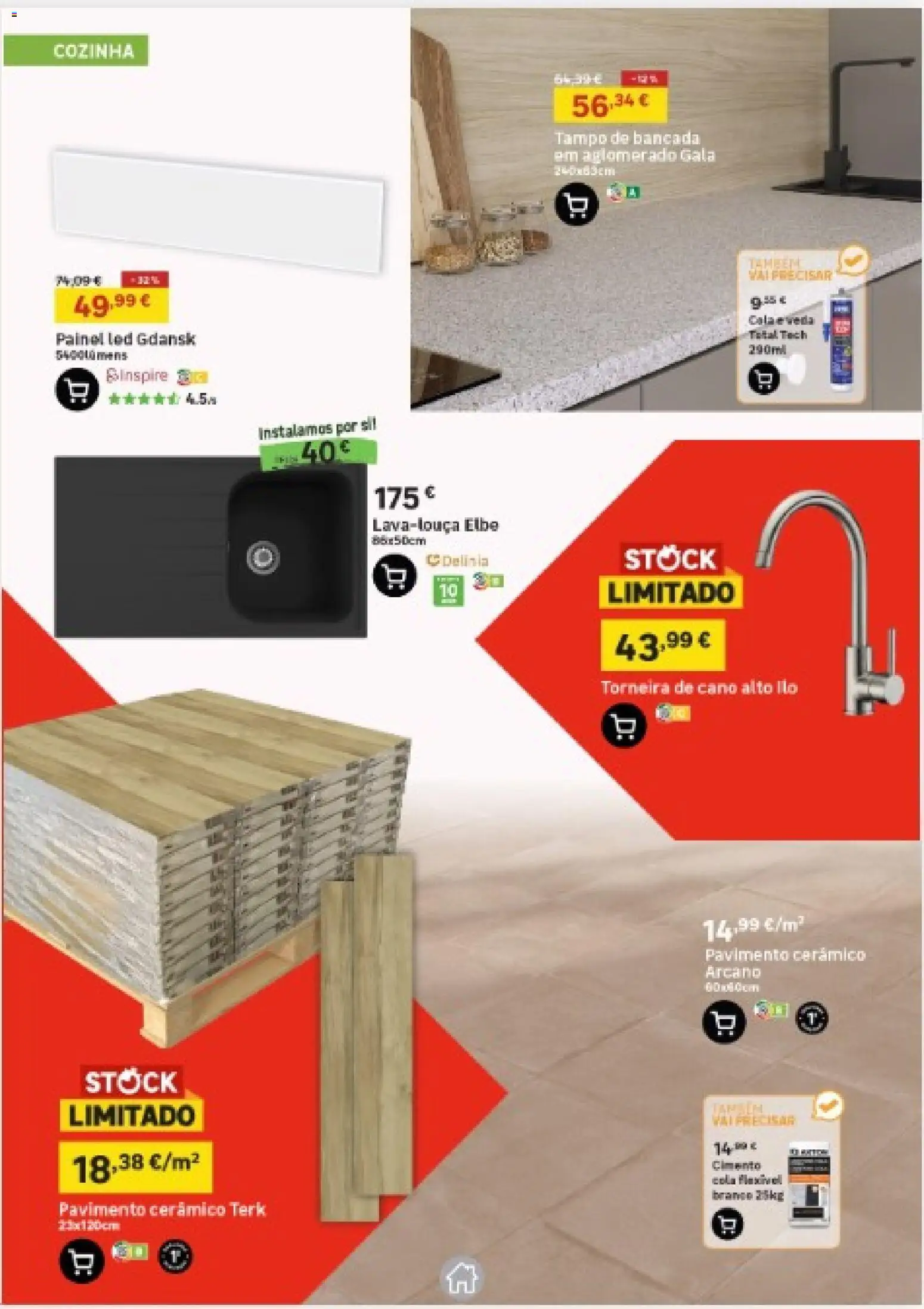 Leroy Merlin - Arquipélago da Madeira │ válido de 19.02.2026 | Página: 15 | Produtos: Pavimento cerâmico, Bancada, Torneira