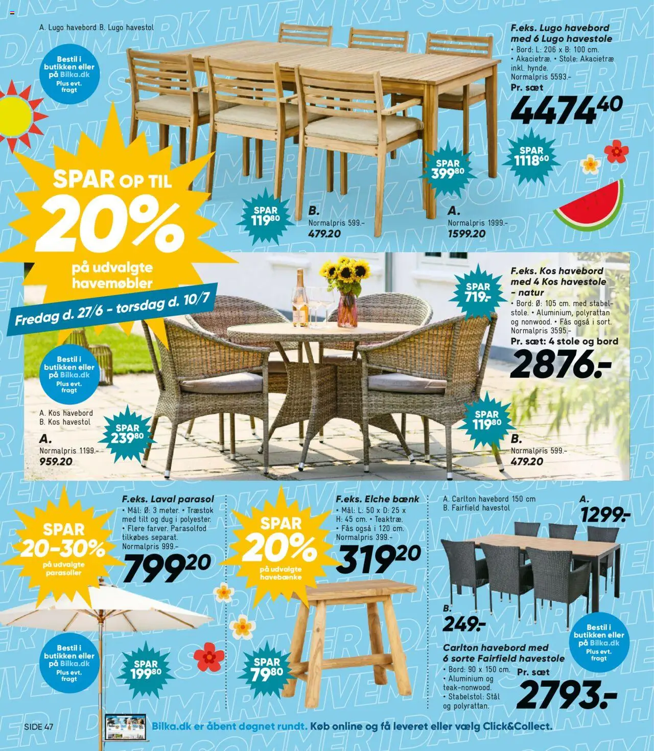 Bilka Tilbudsavis gyldig fra 27.06.2025 | Side: 12 | Produkter: Bord, Havemøbler, Havestole, Parasol