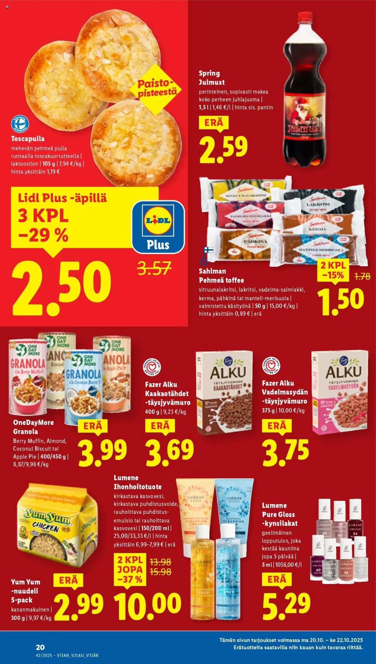 Lidl tarjoukset - Tampere – voimassa 16.10.2025 alkaen | Sivu: 28 | Tuotteet: Granola, Pulla
