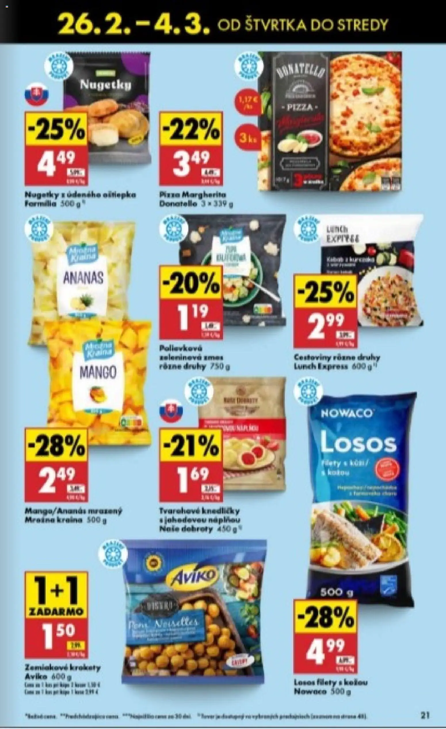 Nové Biedronka akcie – leták je platný od 26.02.2026 | Strana: 21 | Produkty: Pizza, Cestoviny, Ananás, Mango