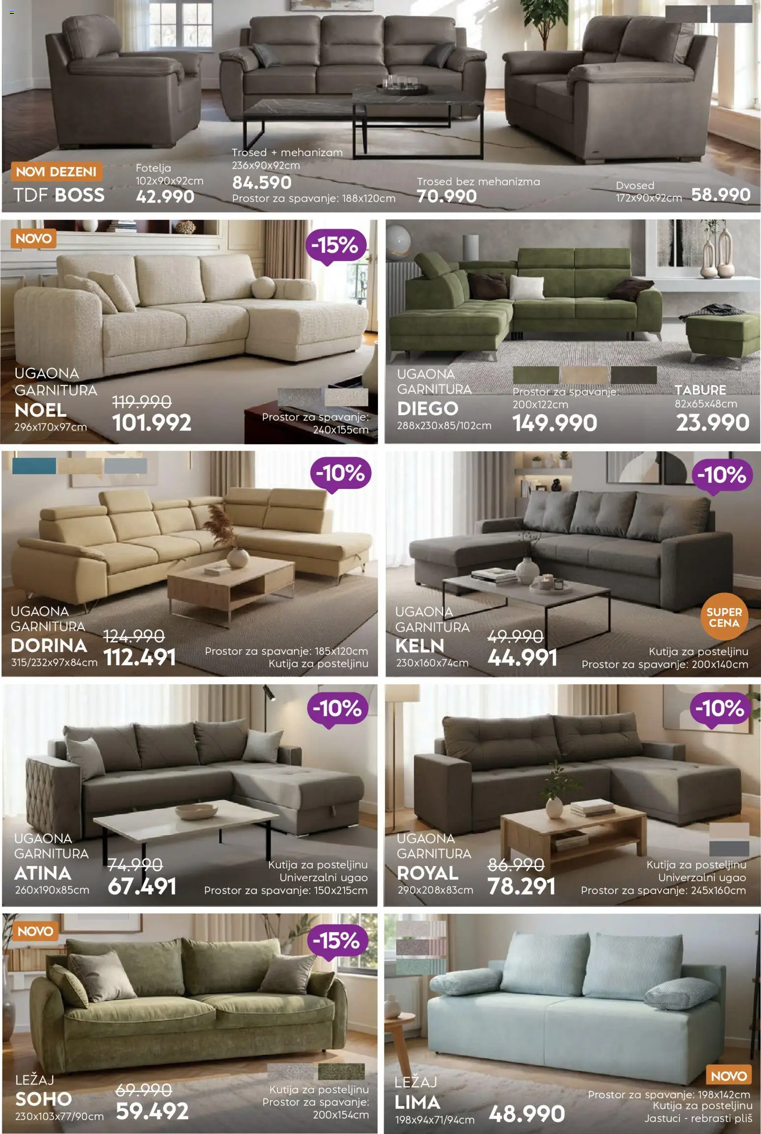 Matis katalog - važi od 01.02.2026 | Strana: 9 | Proizvode: Kutija, Tabure, Dvosed, Ugaona garnitura